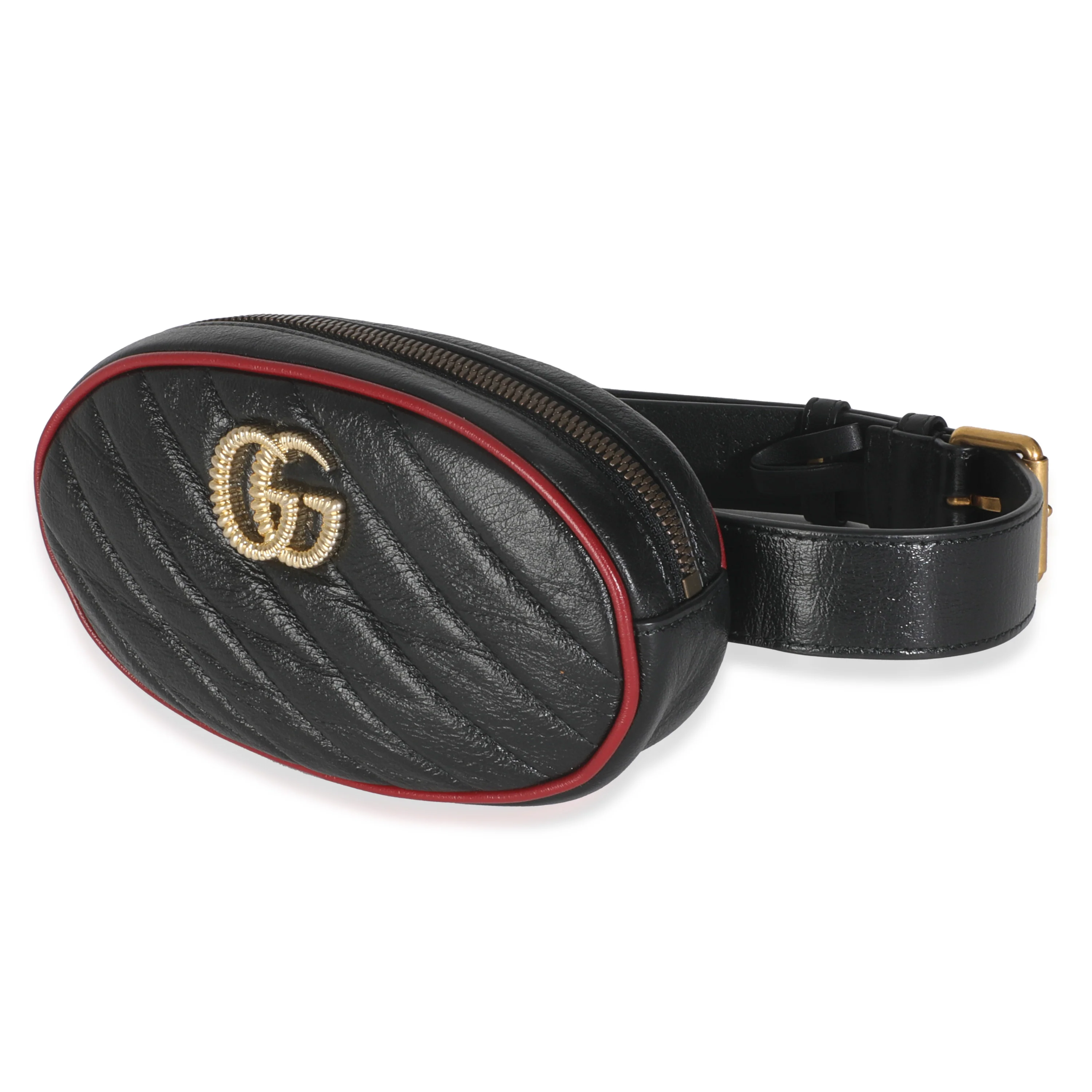 Black Azalea Calfskin Matelasse Diagonal Torchon GG Marmont Belt Bag - Image 2