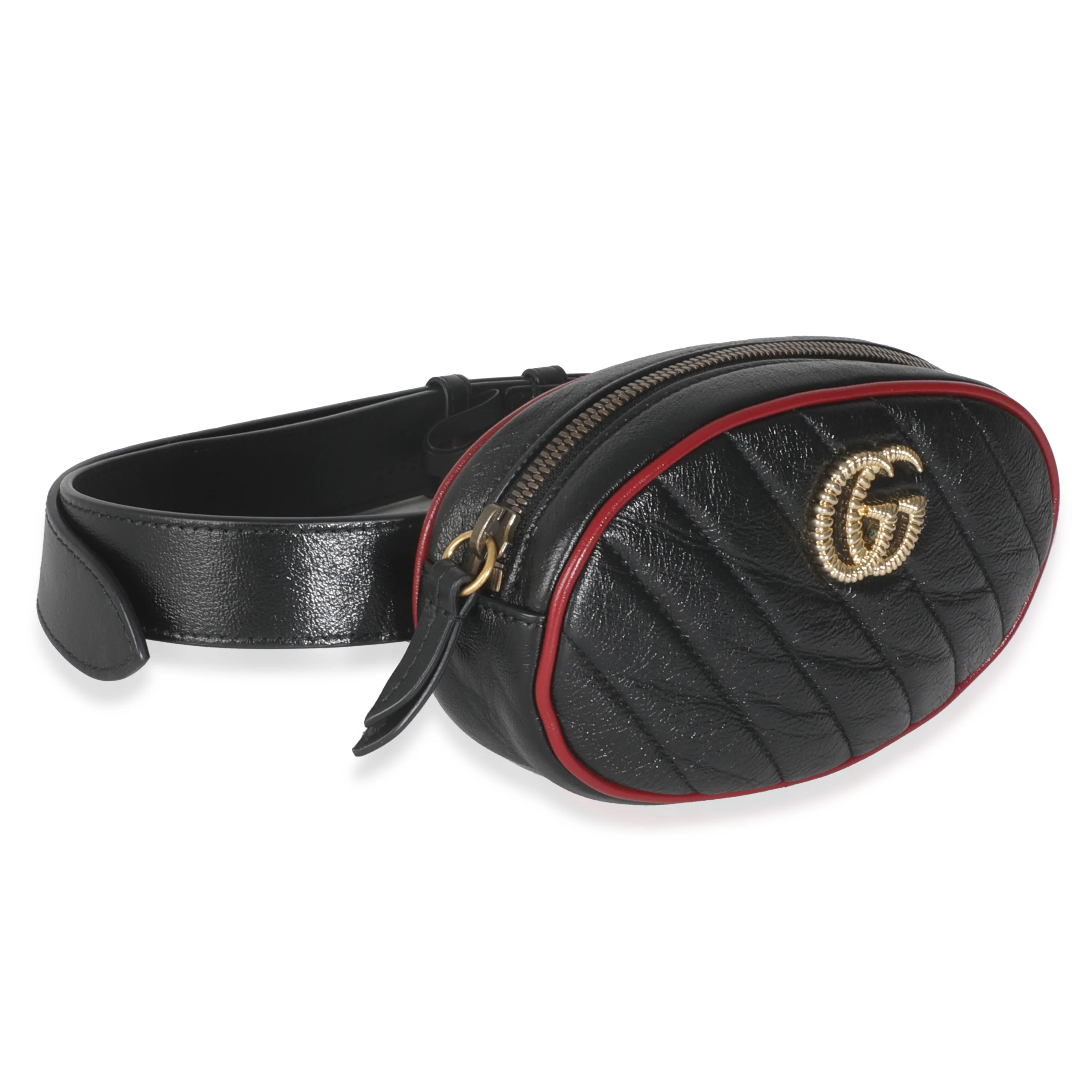 Black Azalea Calfskin Matelasse Diagonal Torchon GG Marmont Belt Bag - Image 3