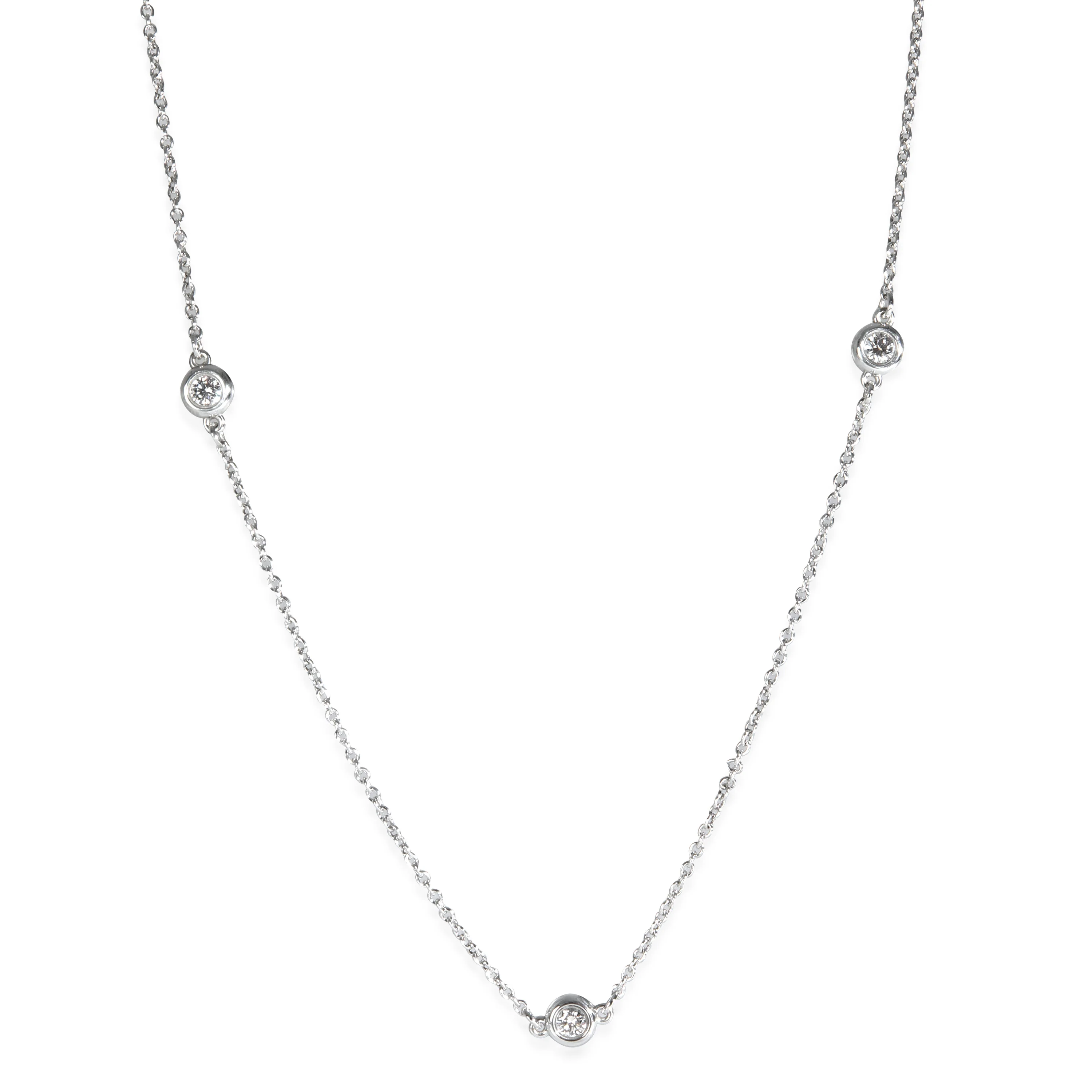 Sterling Silver Elsa Peretti Diamond By The Yard Necklace