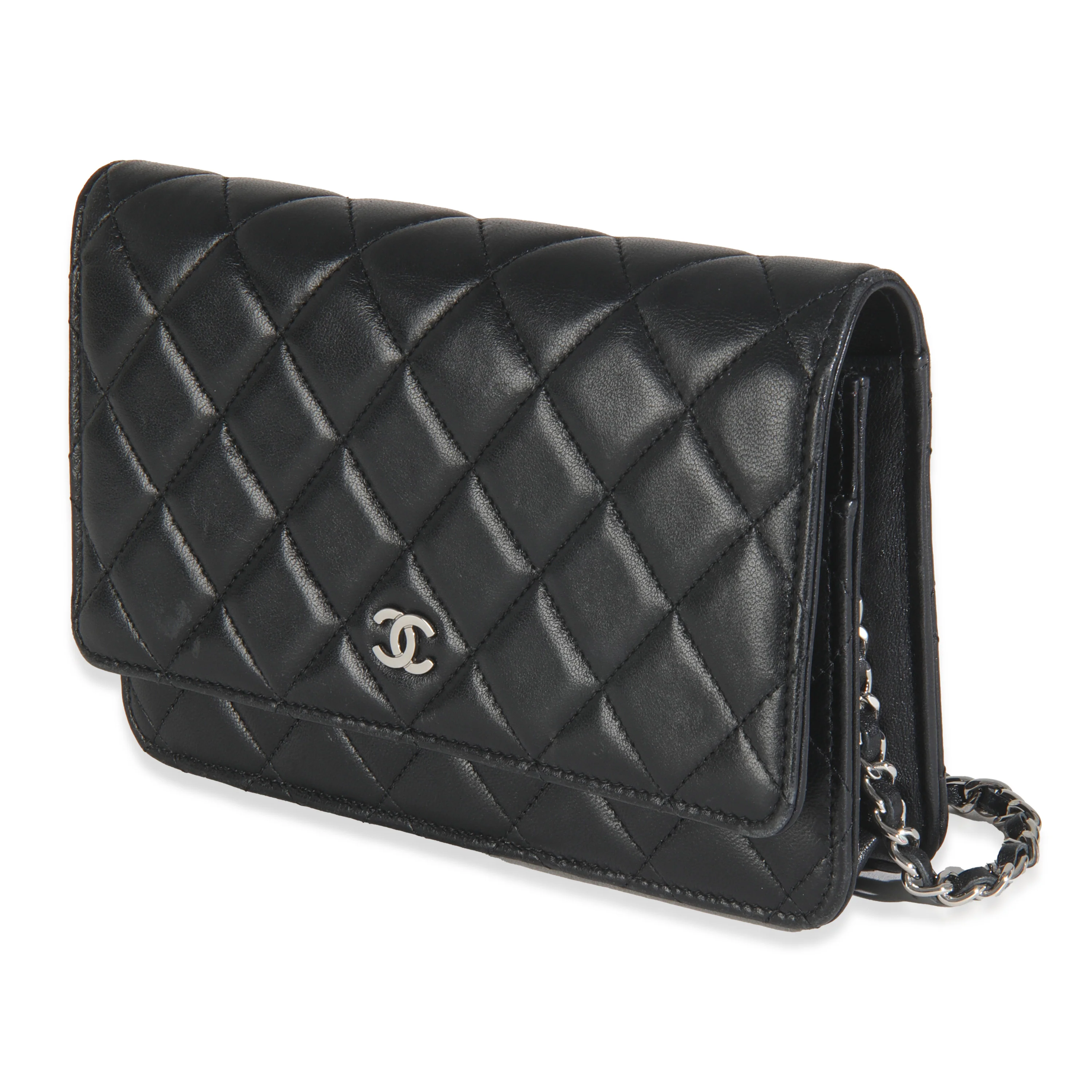 Black Quilted Lambskin Classic Wallet On Chain - Image 2
