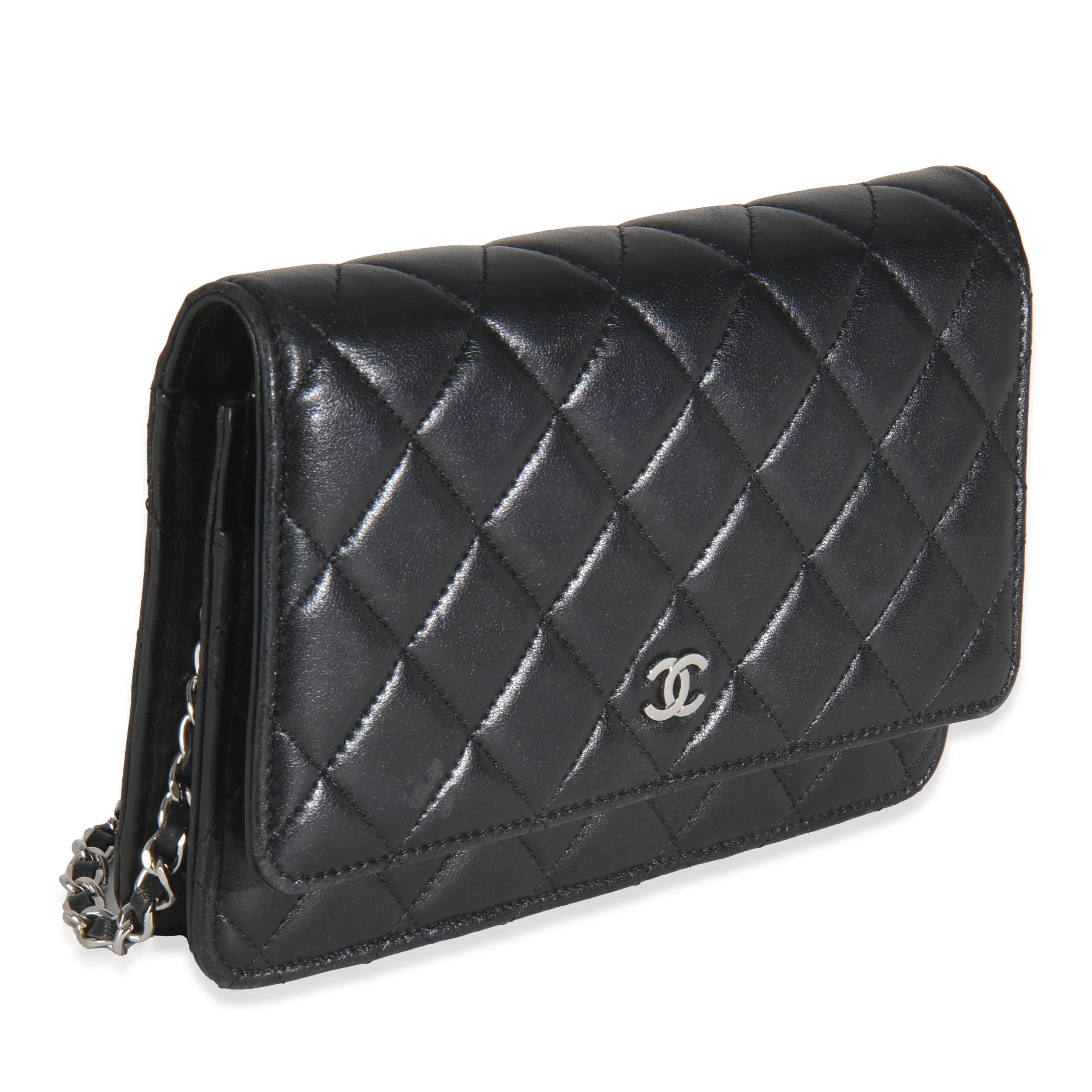Black Quilted Lambskin Classic Wallet On Chain - Image 3