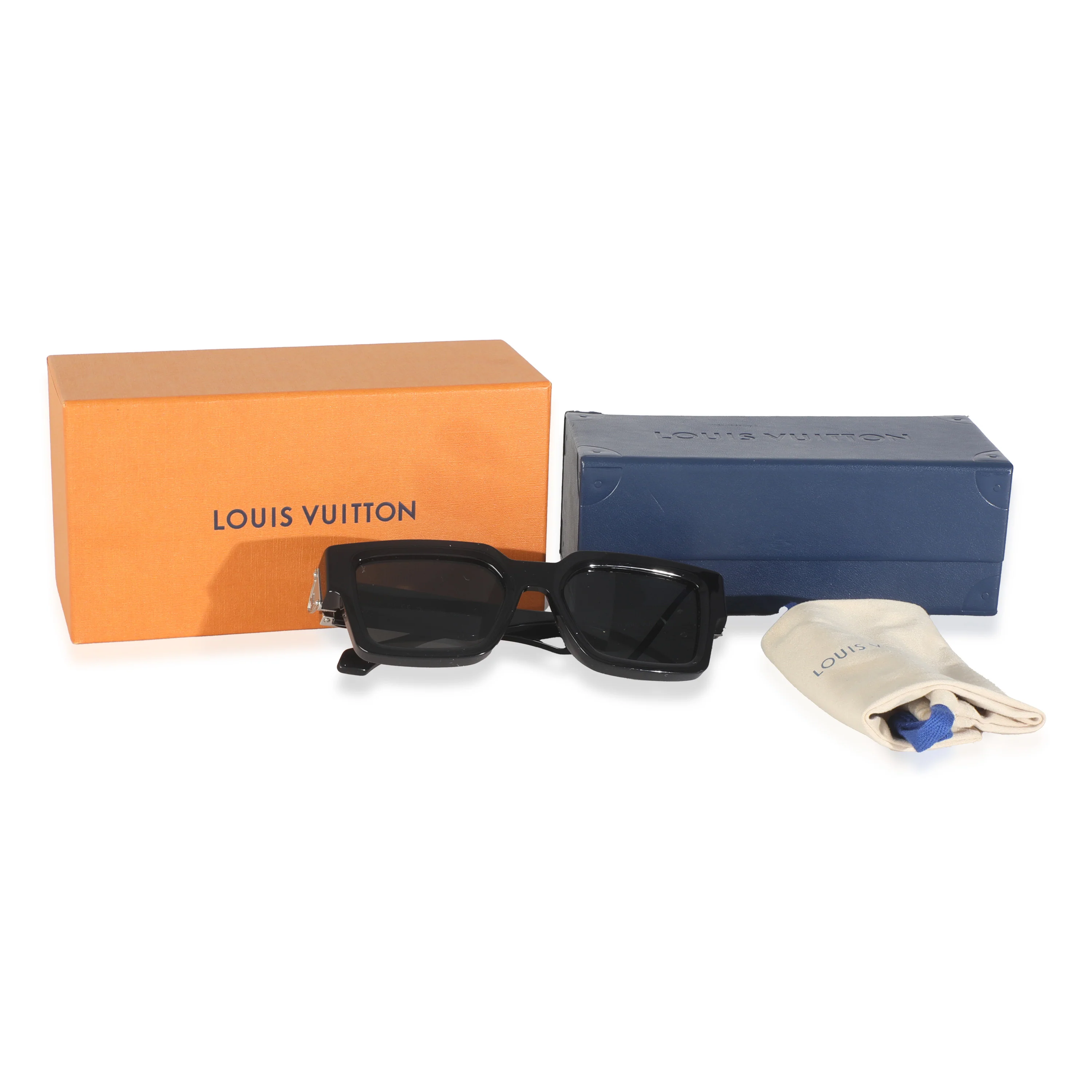 Black Acetate LV Match Square Lens Sunglasses - Image 6