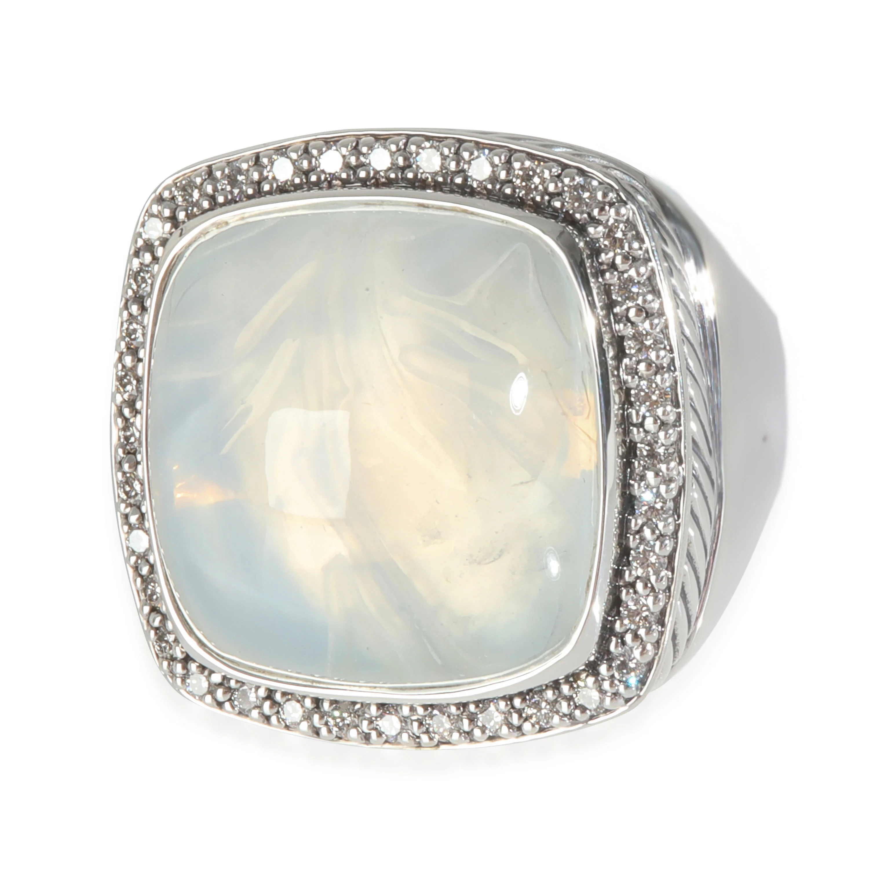 Sterling Silver Diamond Moon Quartz Albion Ring