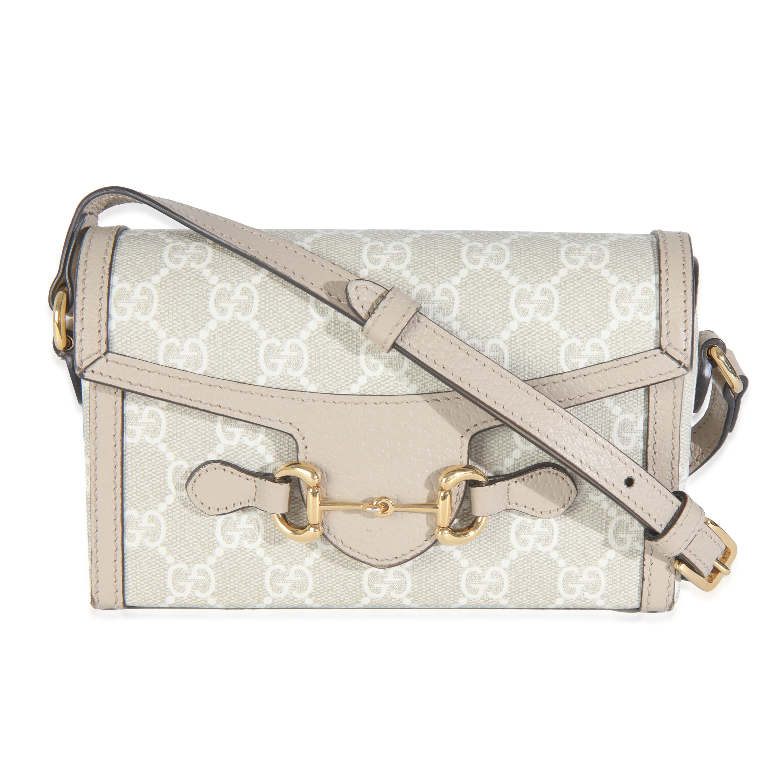 Beige Mystic White GG Supreme Calfskin Mini Horsebit 1955 Bag