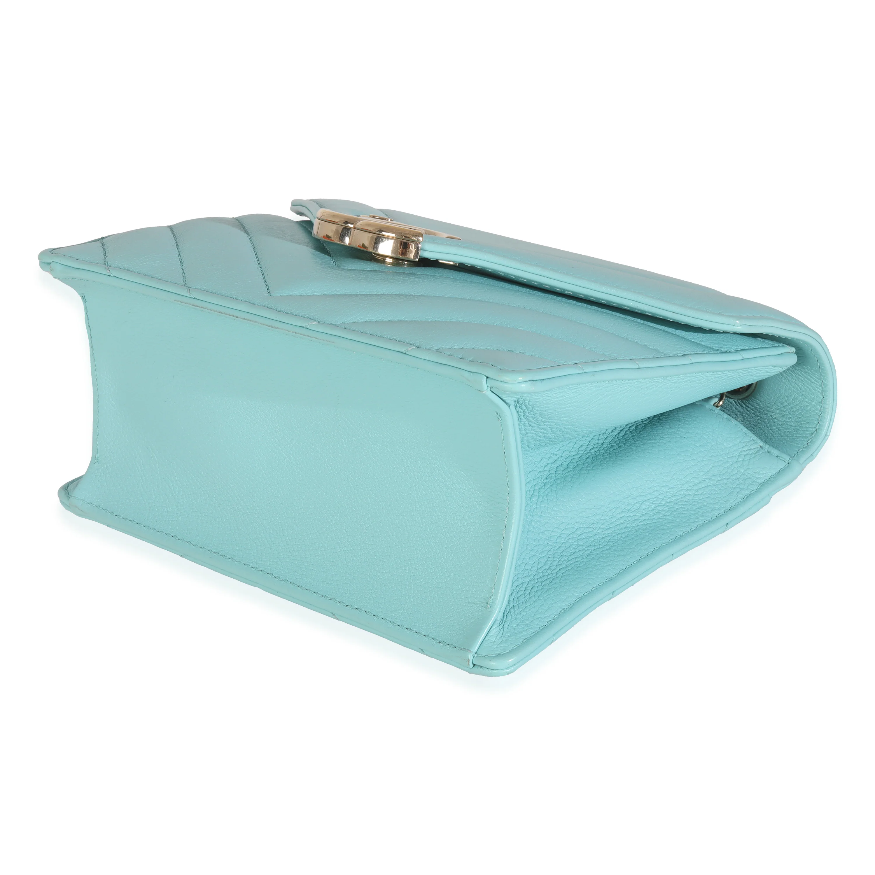Turquoise Chevron Calfskin Envelope Flap Bag - Image 7