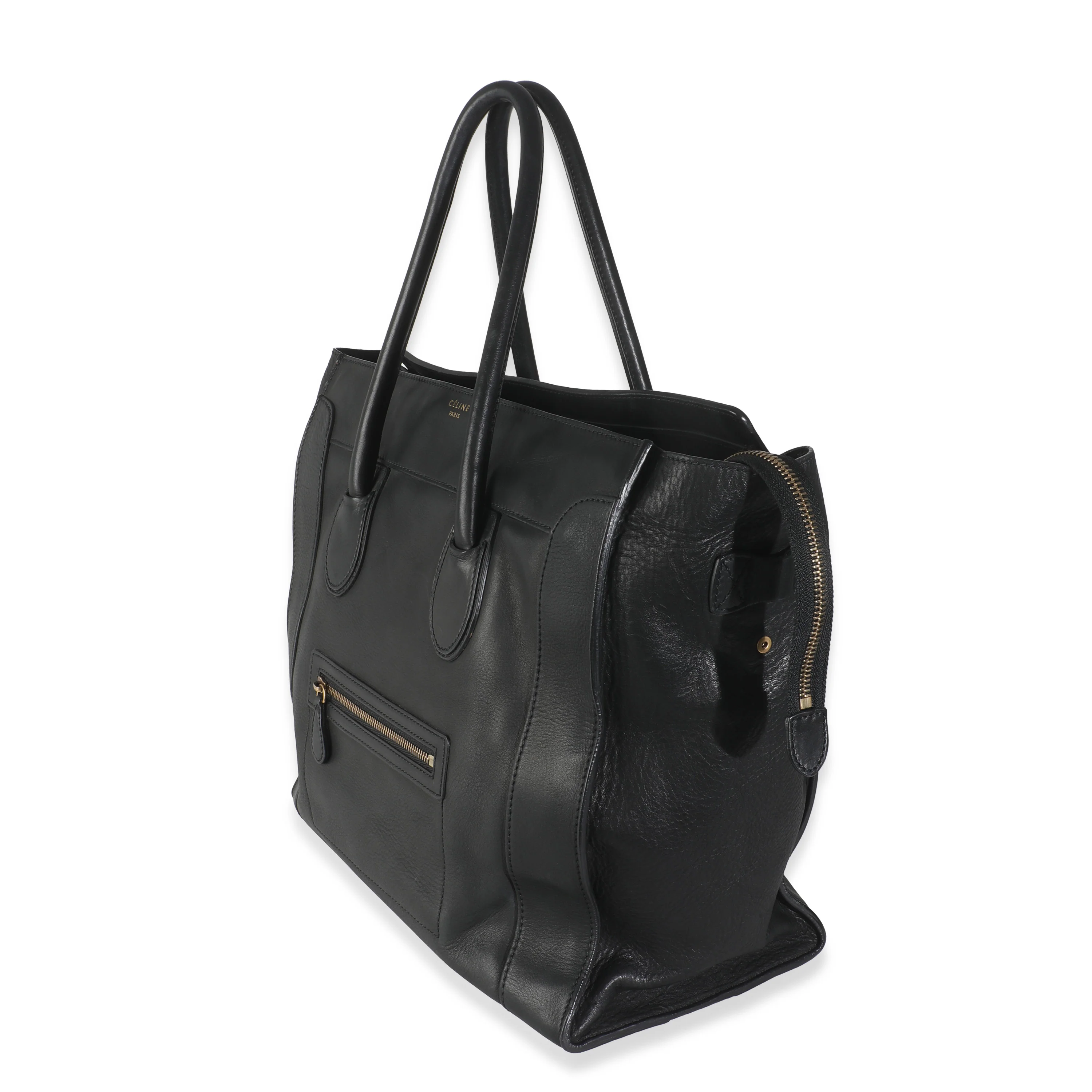 Black Smooth Calfskin Medium Luggage Tote - Image 2