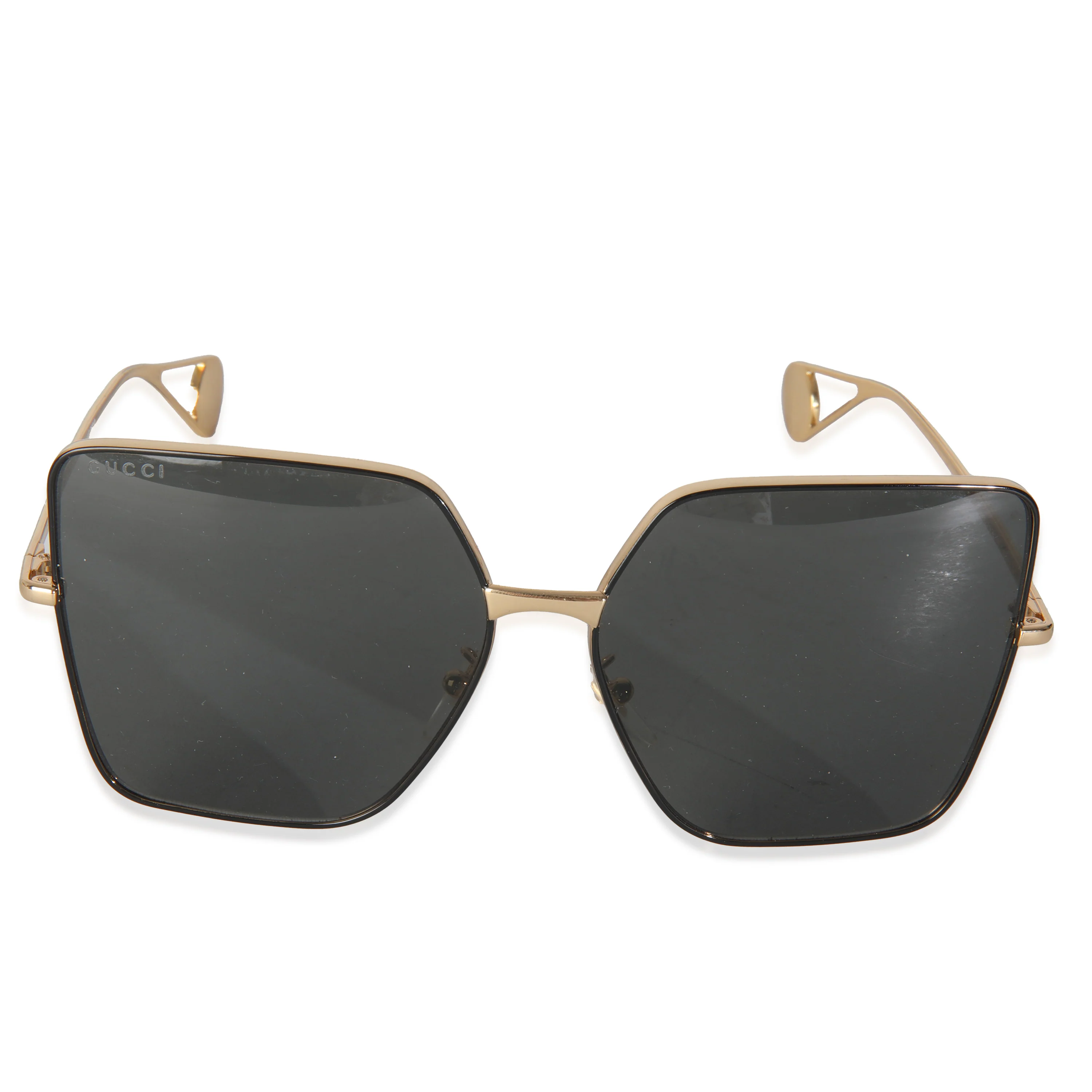 Gold Metal Oversized Square Frame Sunglasses