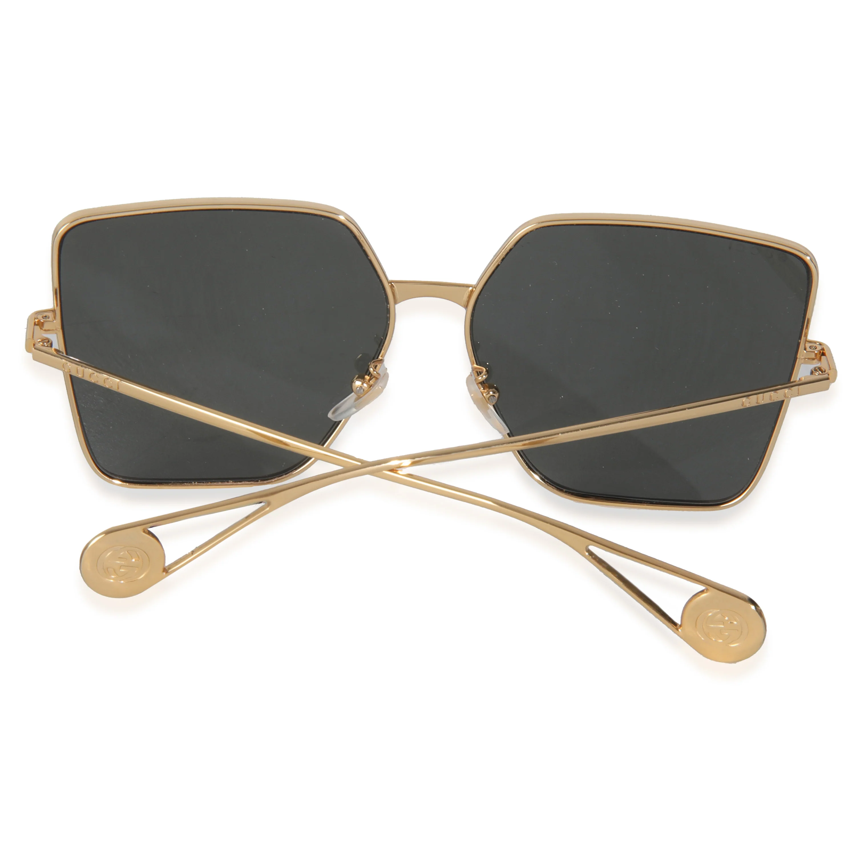 Gold Metal Oversized Square Frame Sunglasses - Image 4