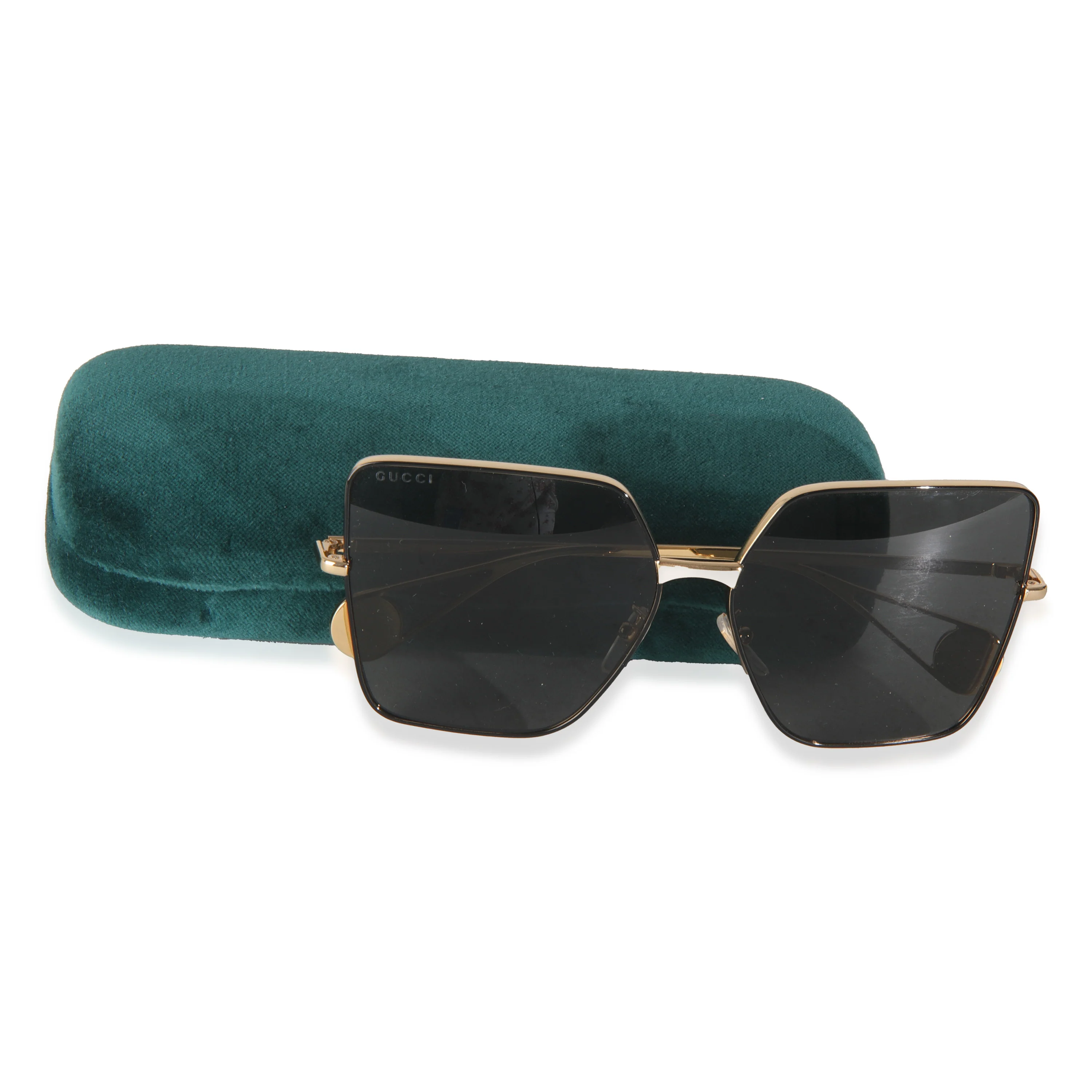 Gold Metal Oversized Square Frame Sunglasses - Image 5