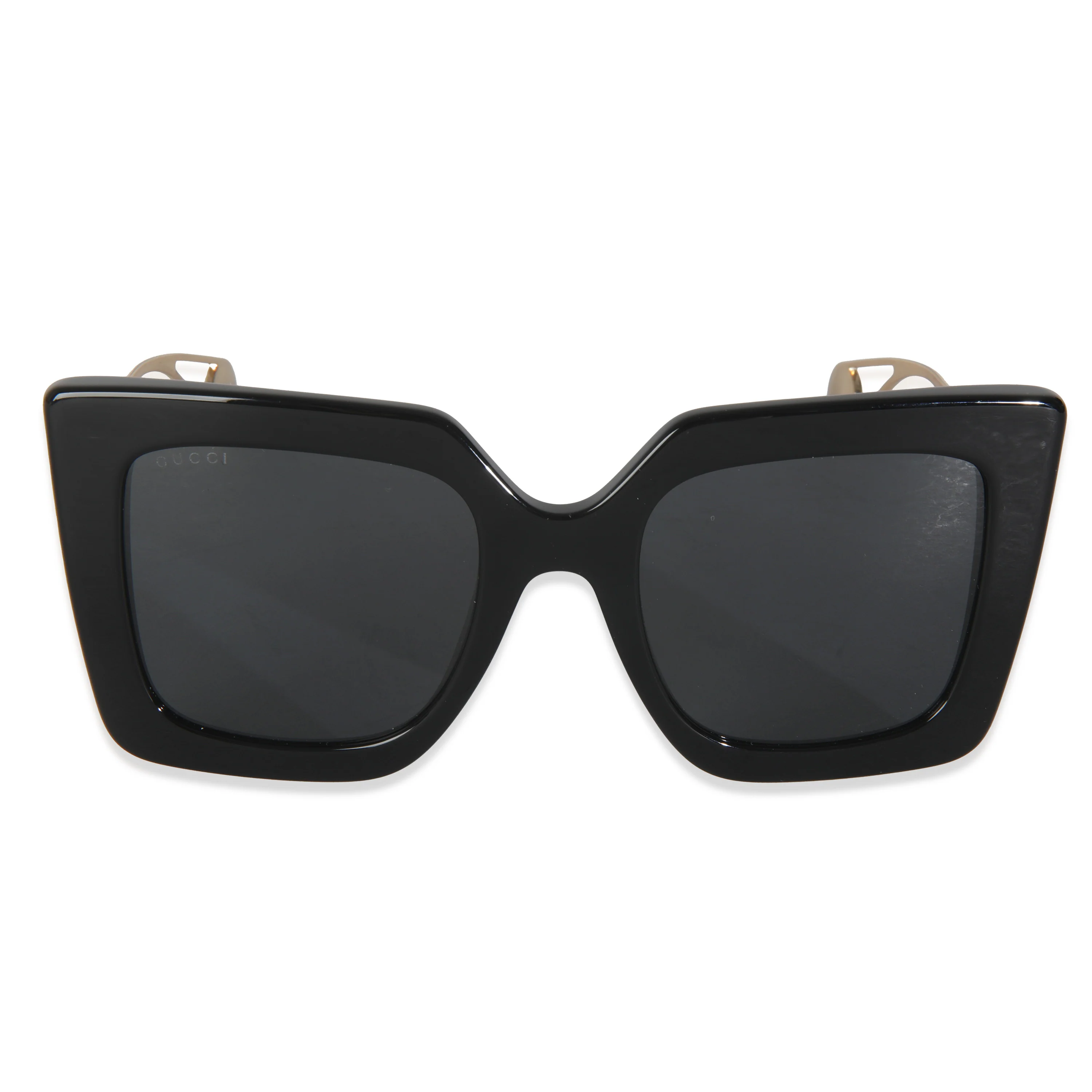 Gold Metal Black Acetate Oversized Square Frame Sunglasses