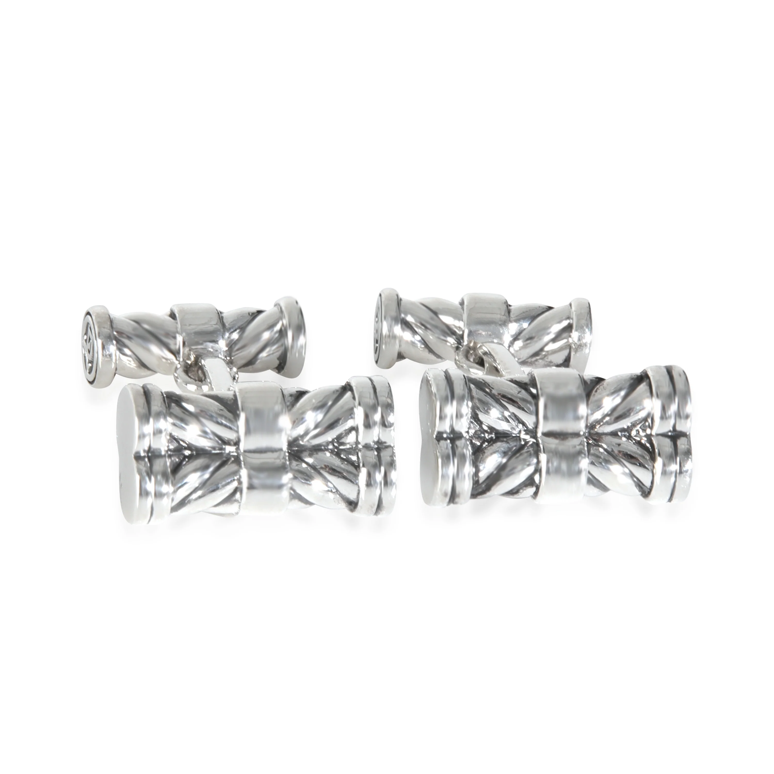 Sterling Silver  Sculpted Cable Elongated Cufflinks