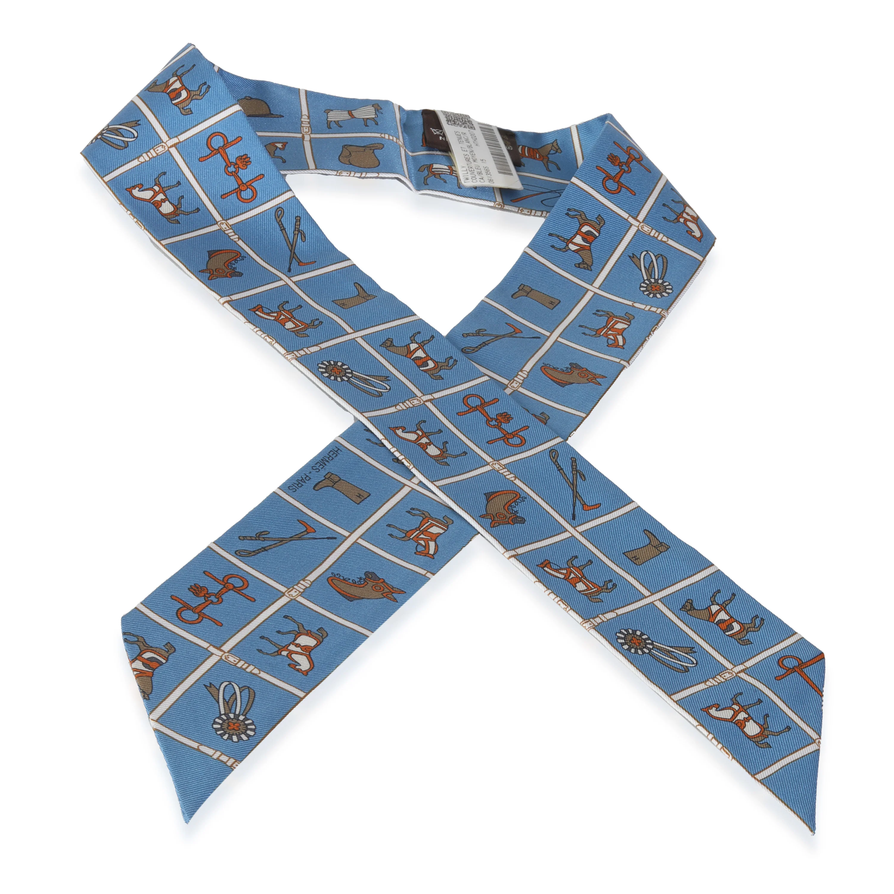 Bleu Moyen Blanc Silk Couvertures Et Tenues Twilly - Image 3