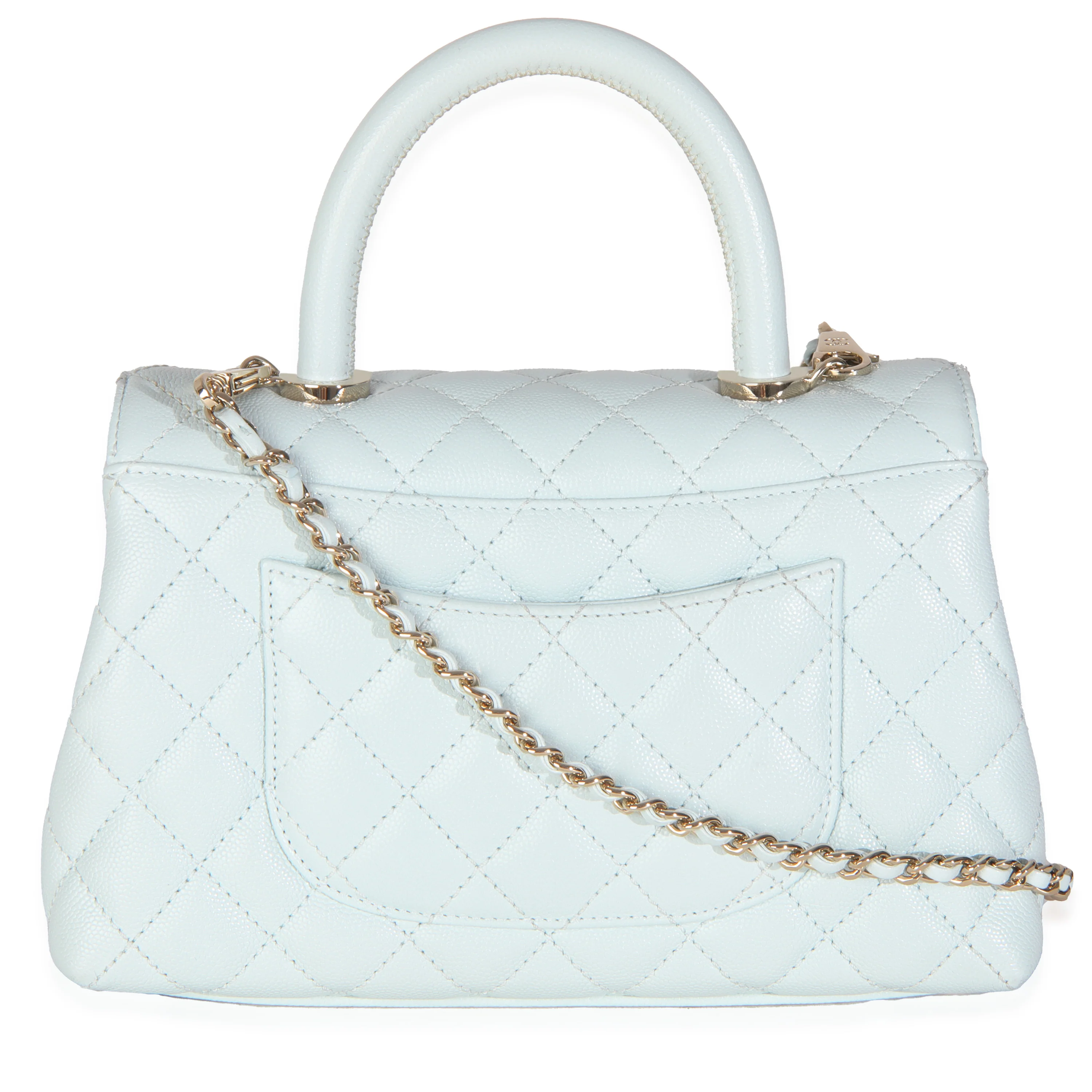 21K Blue Quilted Caviar Mini Coco Handle Flap HandBag - Image 4