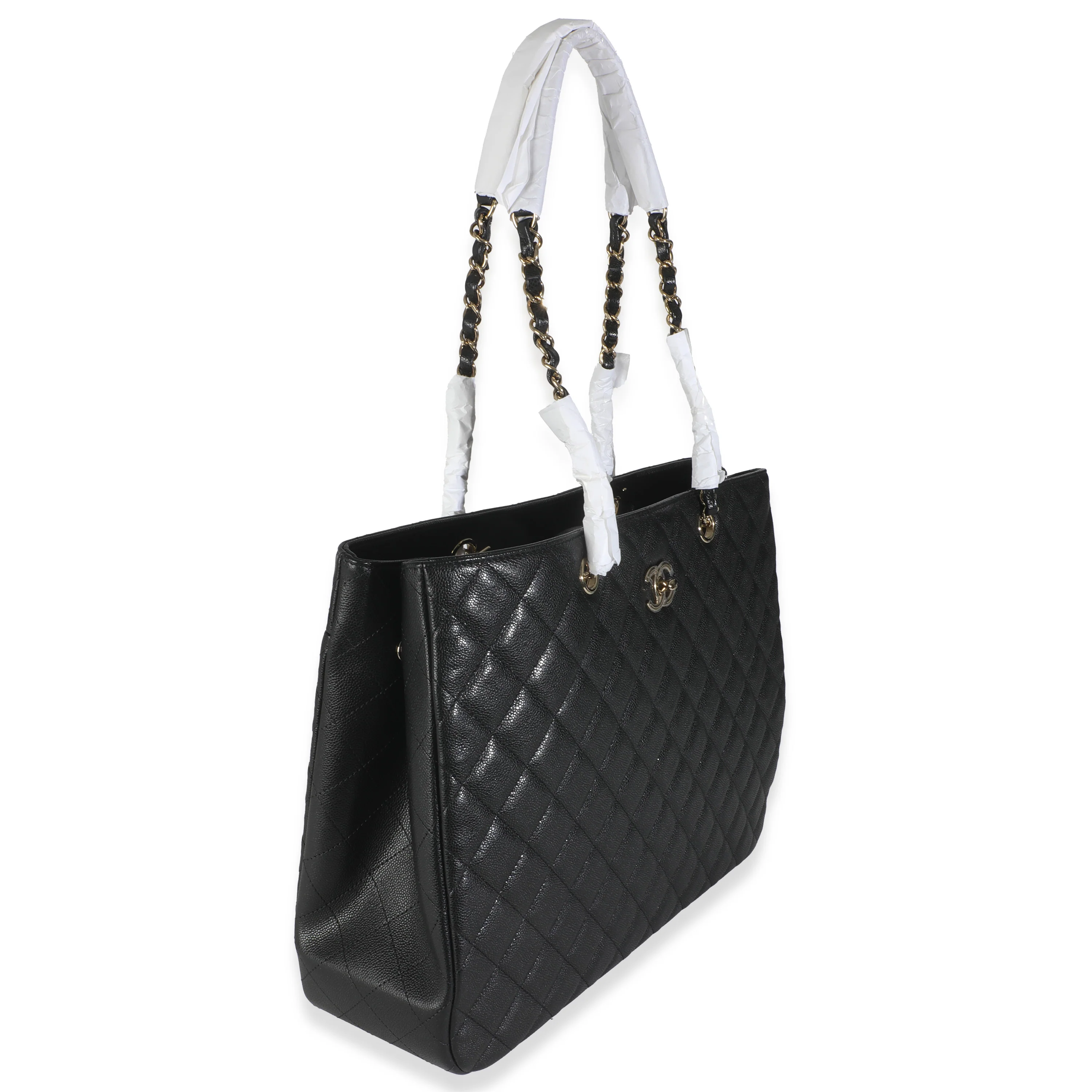 24A Black Quilted Caviar Large Classic Shopping Tote Bag - Image 2