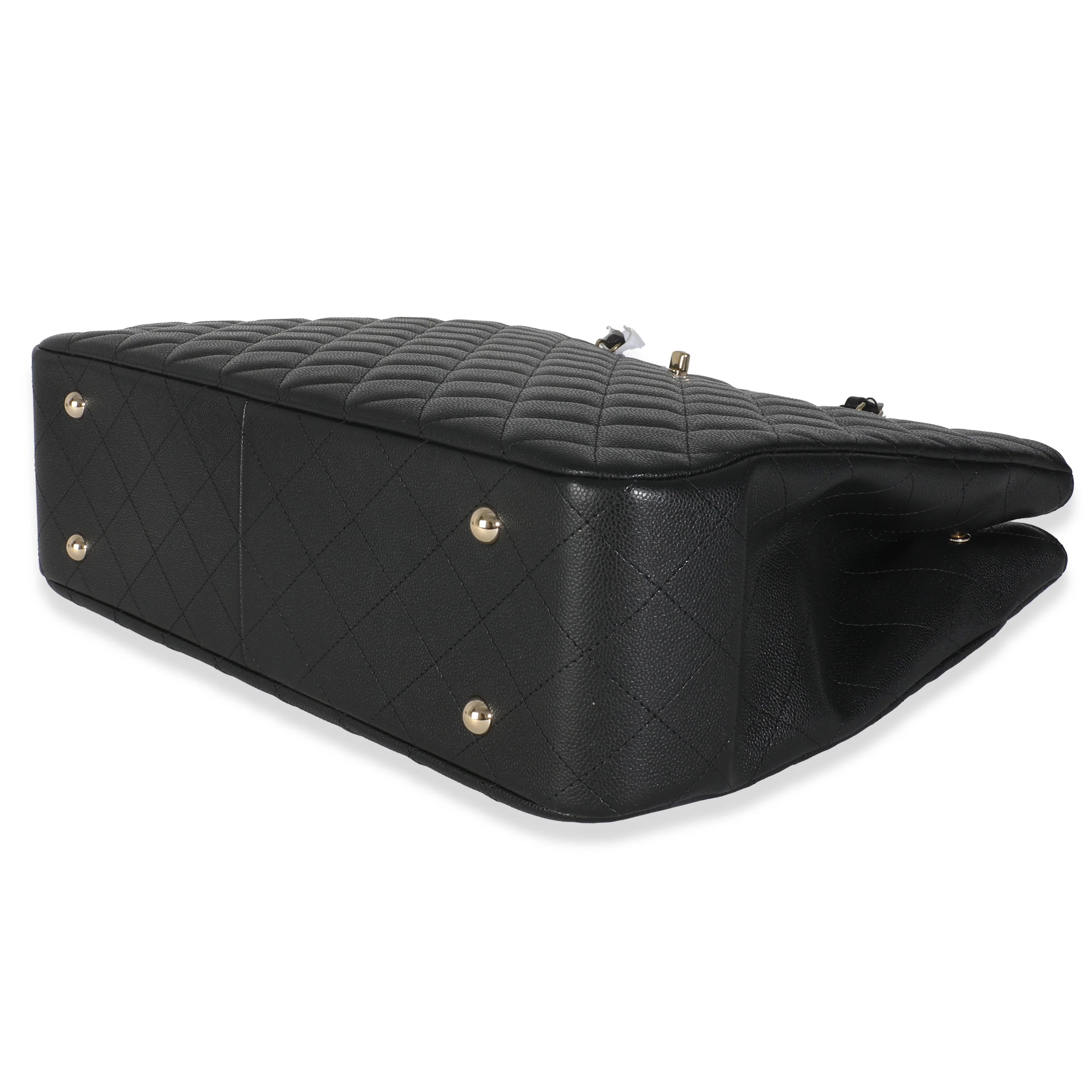 24A Black Quilted Caviar Large Classic Shopping Tote Bag - Image 4