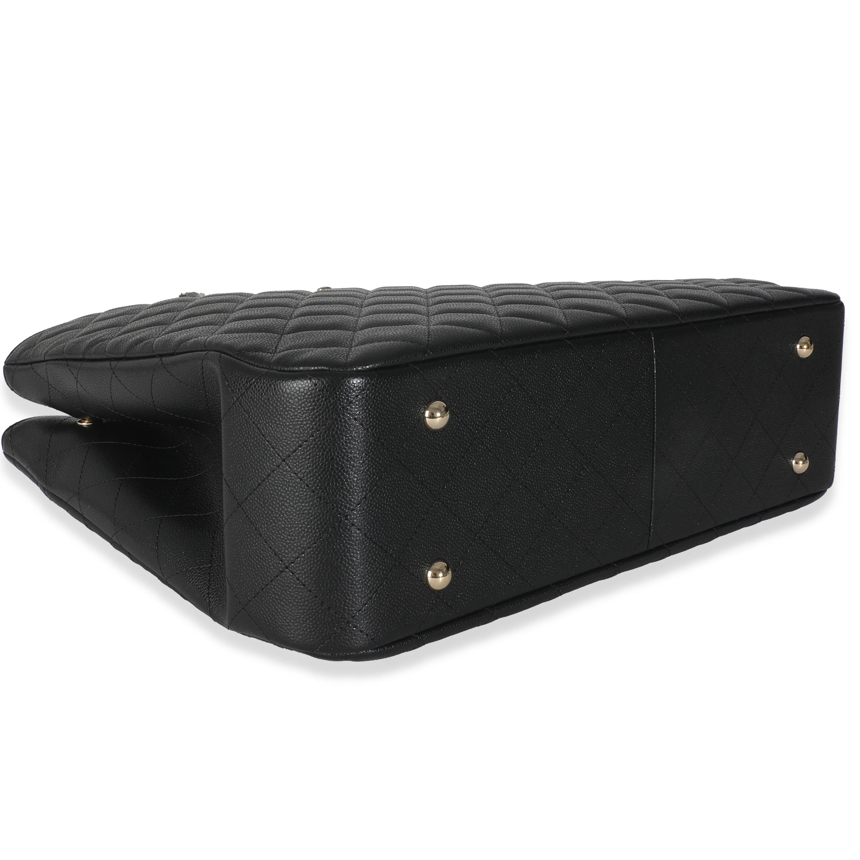 24A Black Quilted Caviar Large Classic Shopping Tote Bag - Image 6