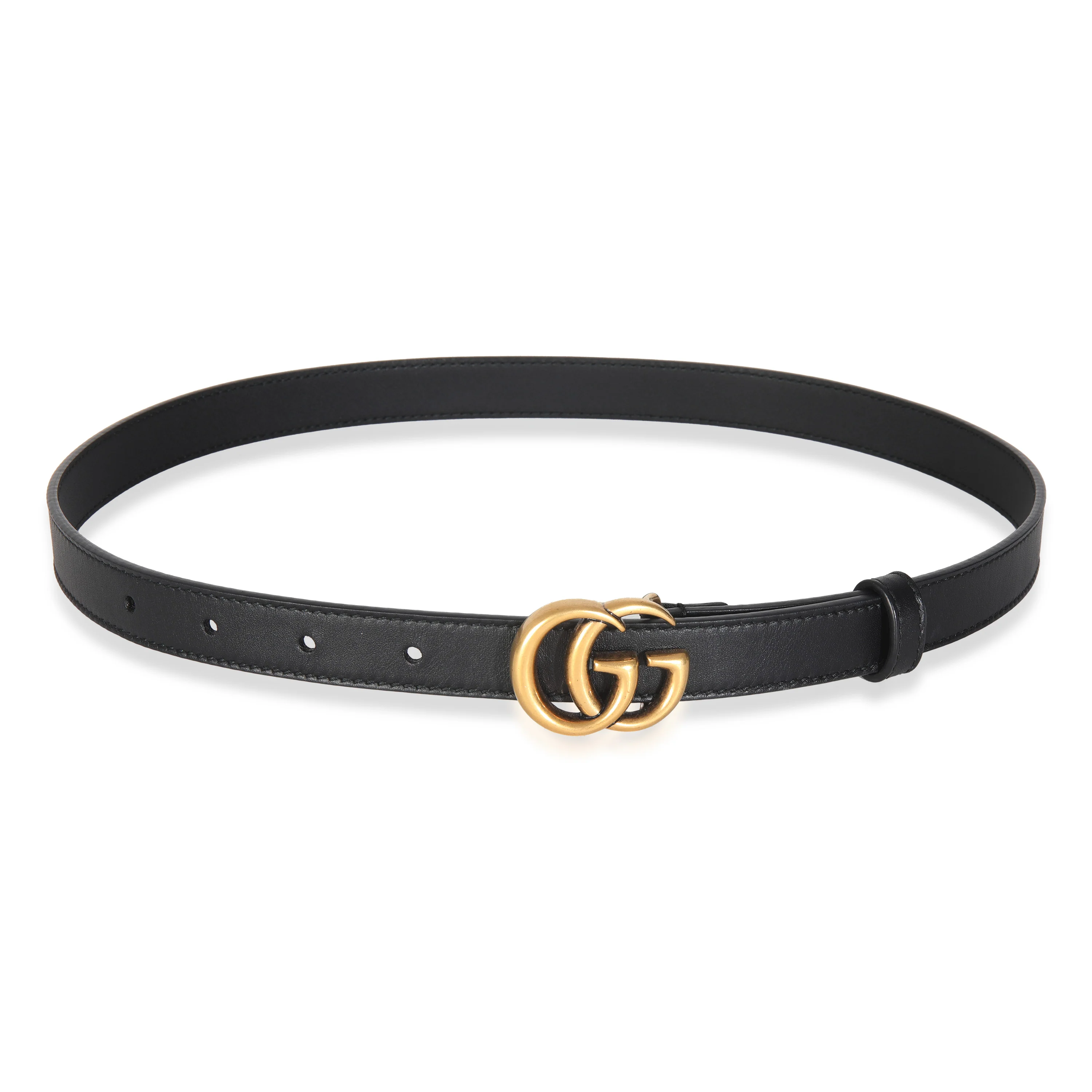 Black Calfskin Thin Interlocking G Marmont Belt 70/28185