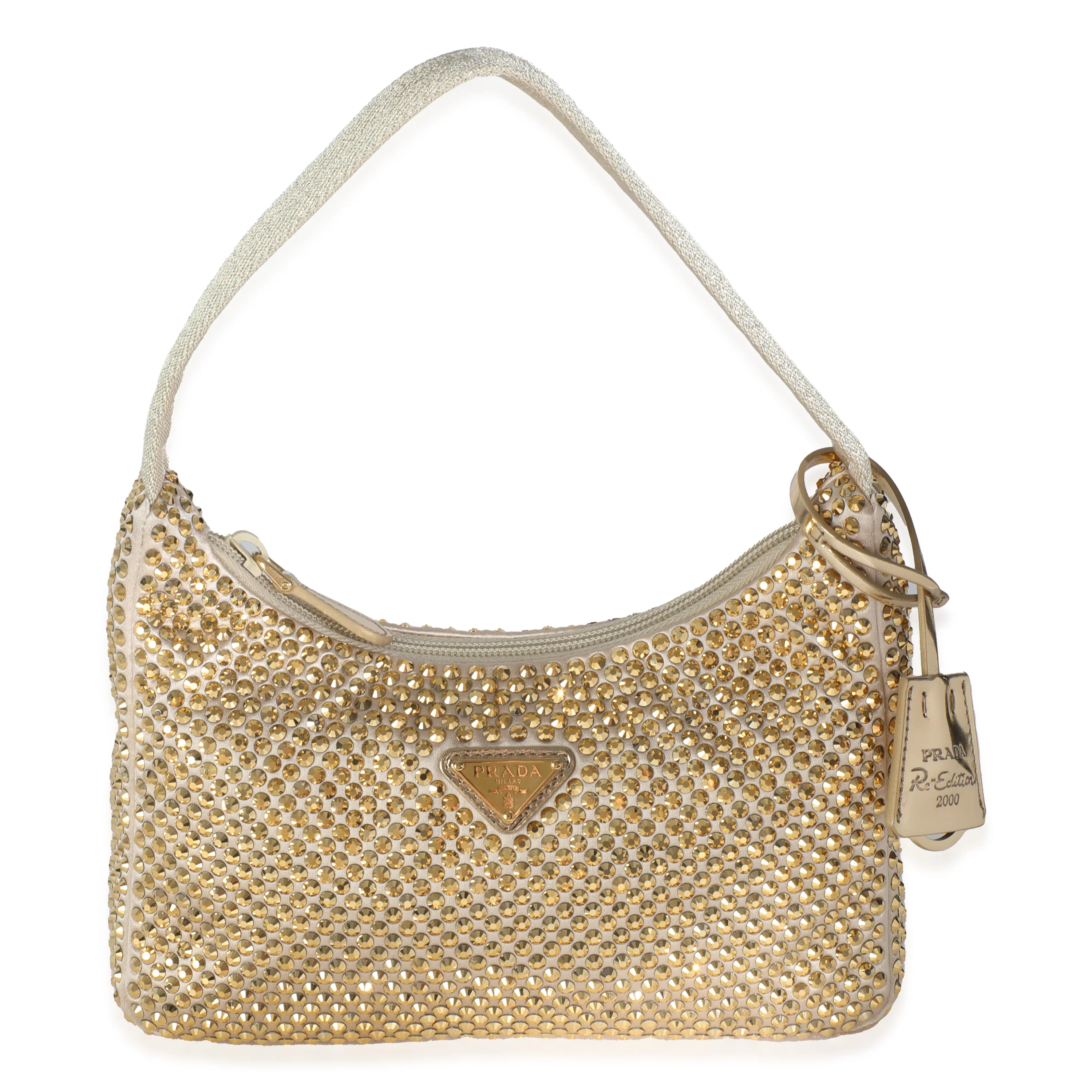 Ananas Satin Crystal Mini Re-Edition 2000 Bag