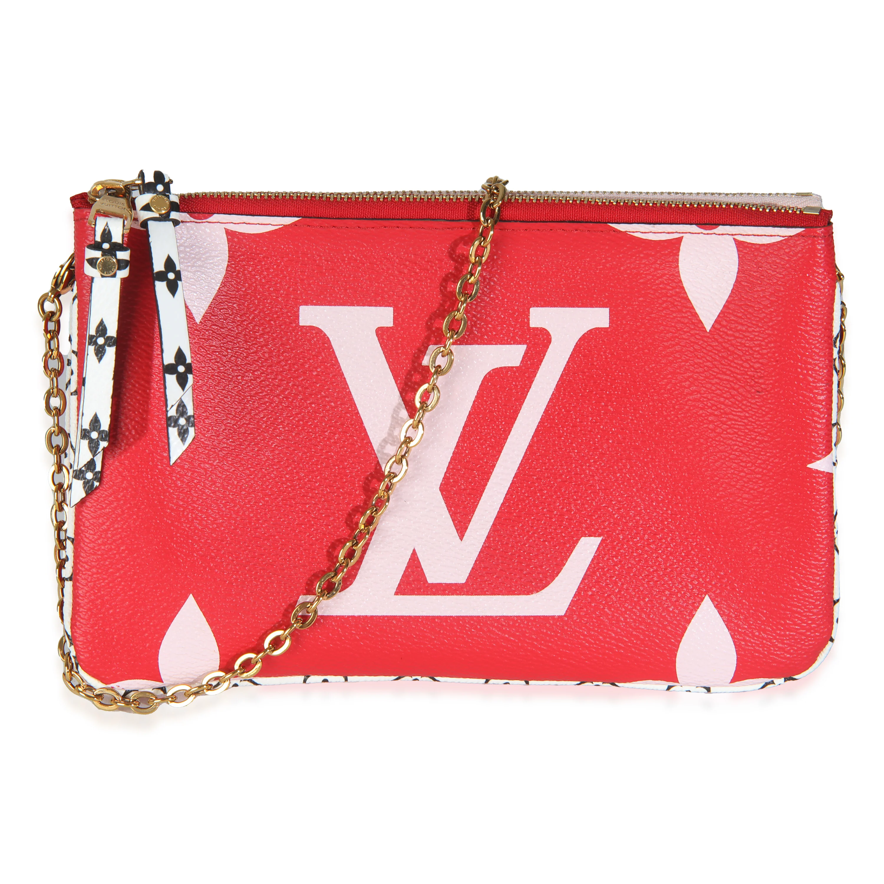 Rouge Monogram Giant Canvas Double Zip Pochette