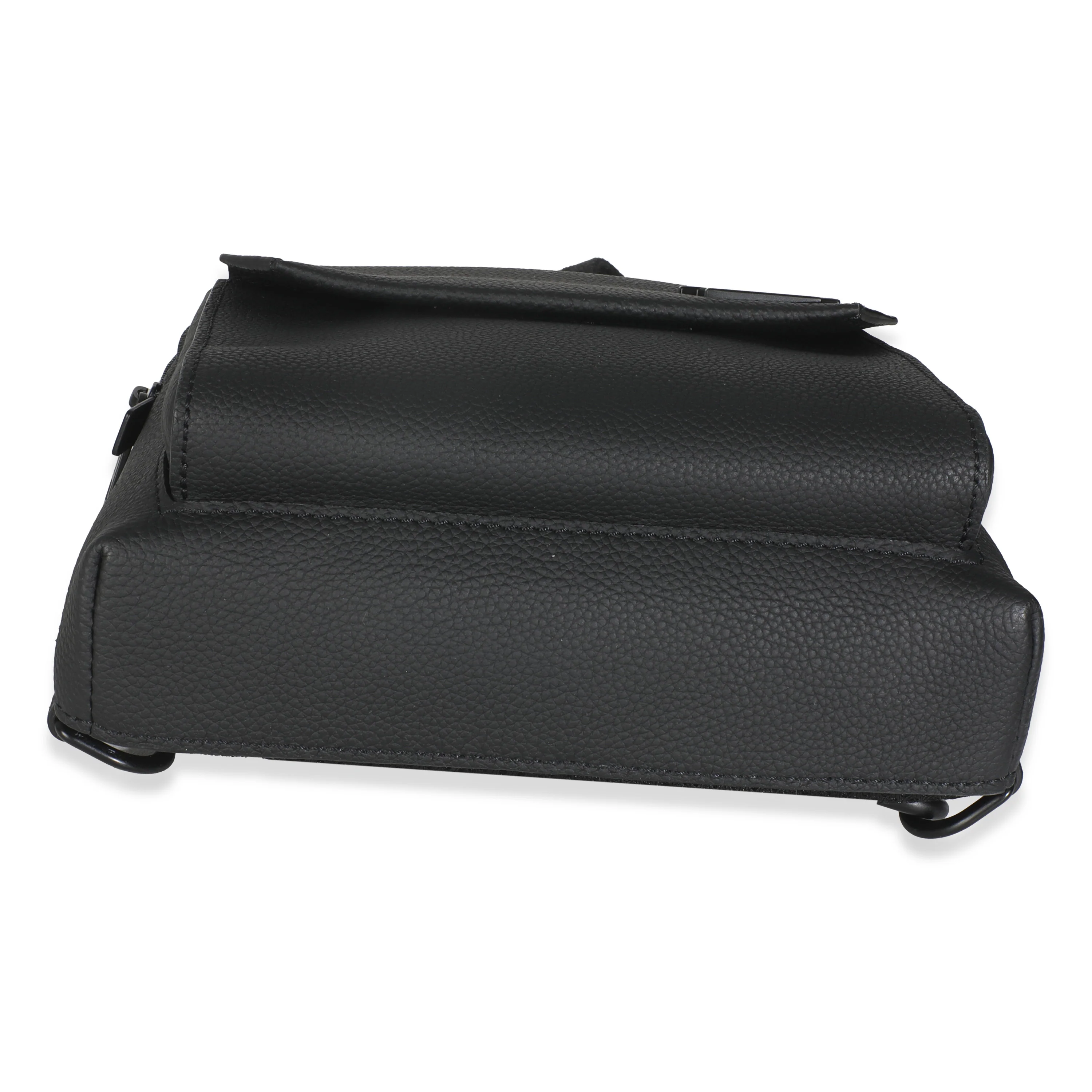 Black Grained Cowhide Aerogram Pilot Slingbag - Image 5