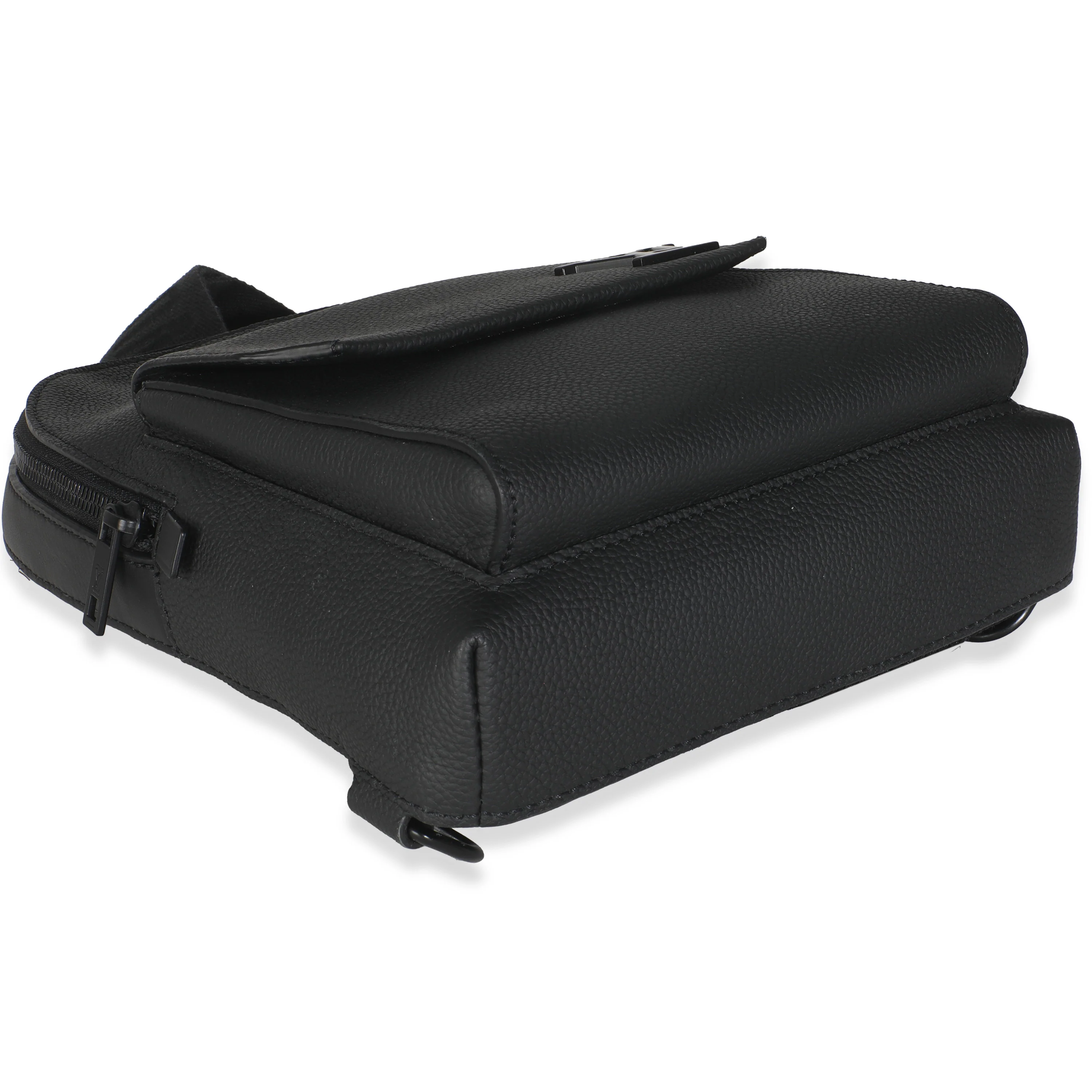 Black Grained Cowhide Aerogram Pilot Slingbag - Image 6