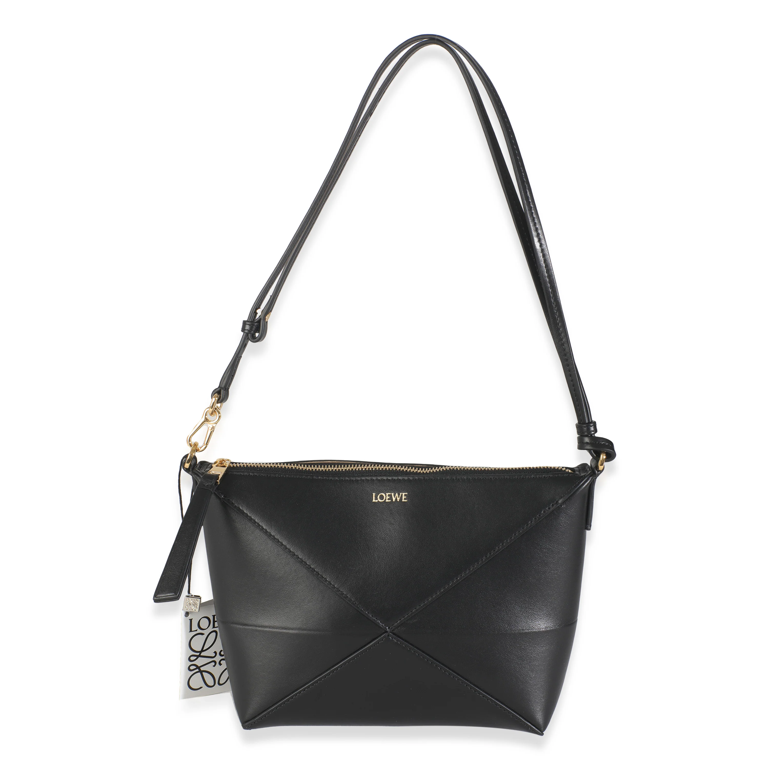Black Calfskin Puzzle Fold Pouch - Image 7