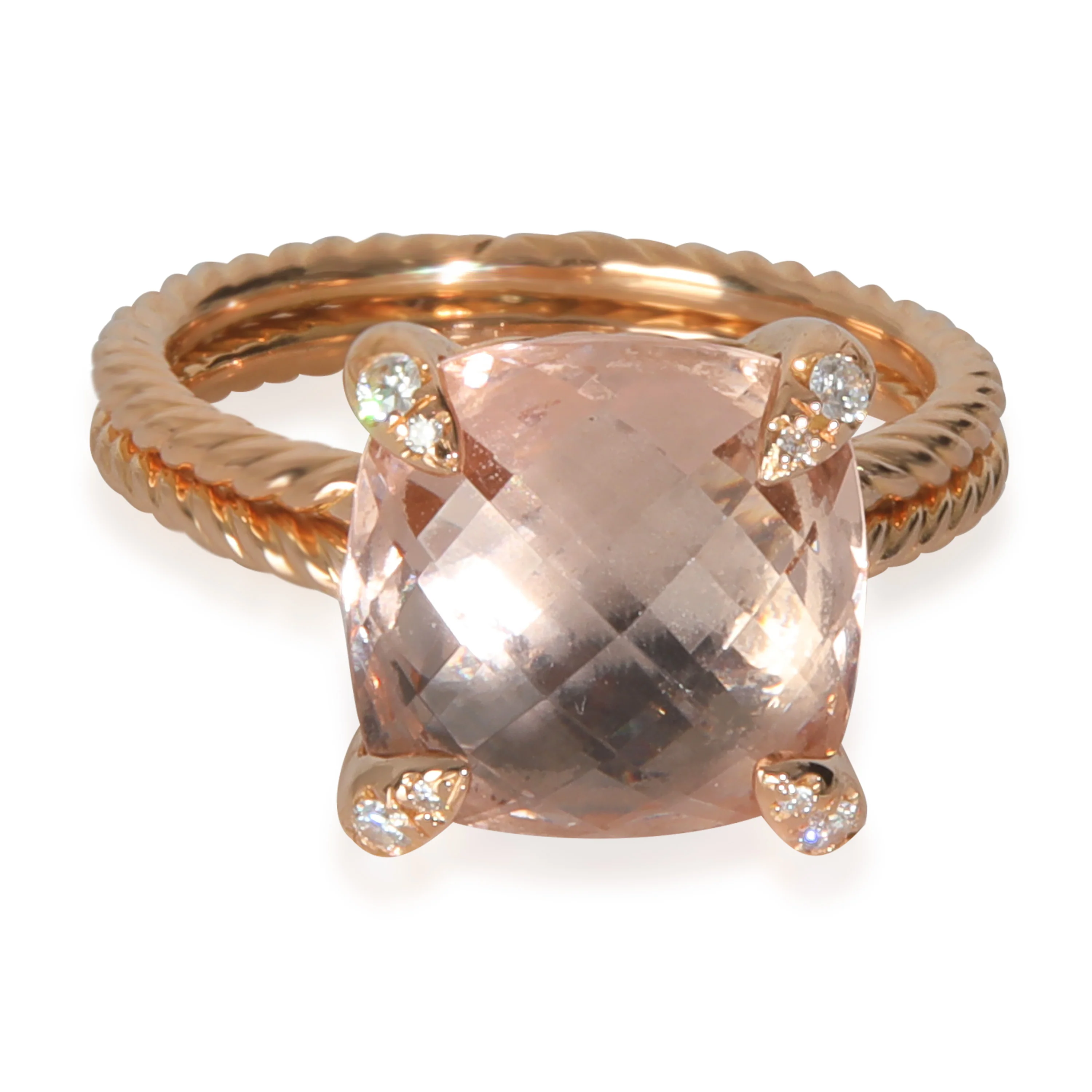 Rose Gold Morganite and Diamond Chatelaine Ring