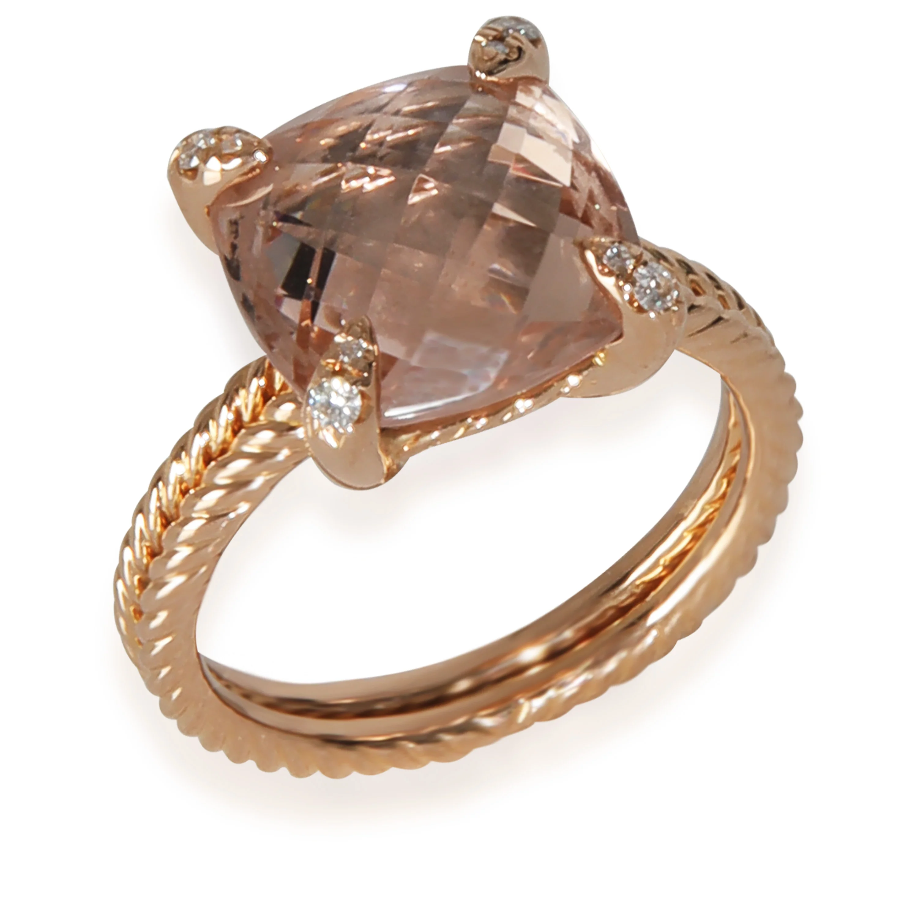 Rose Gold Morganite and Diamond Chatelaine Ring - Image 3
