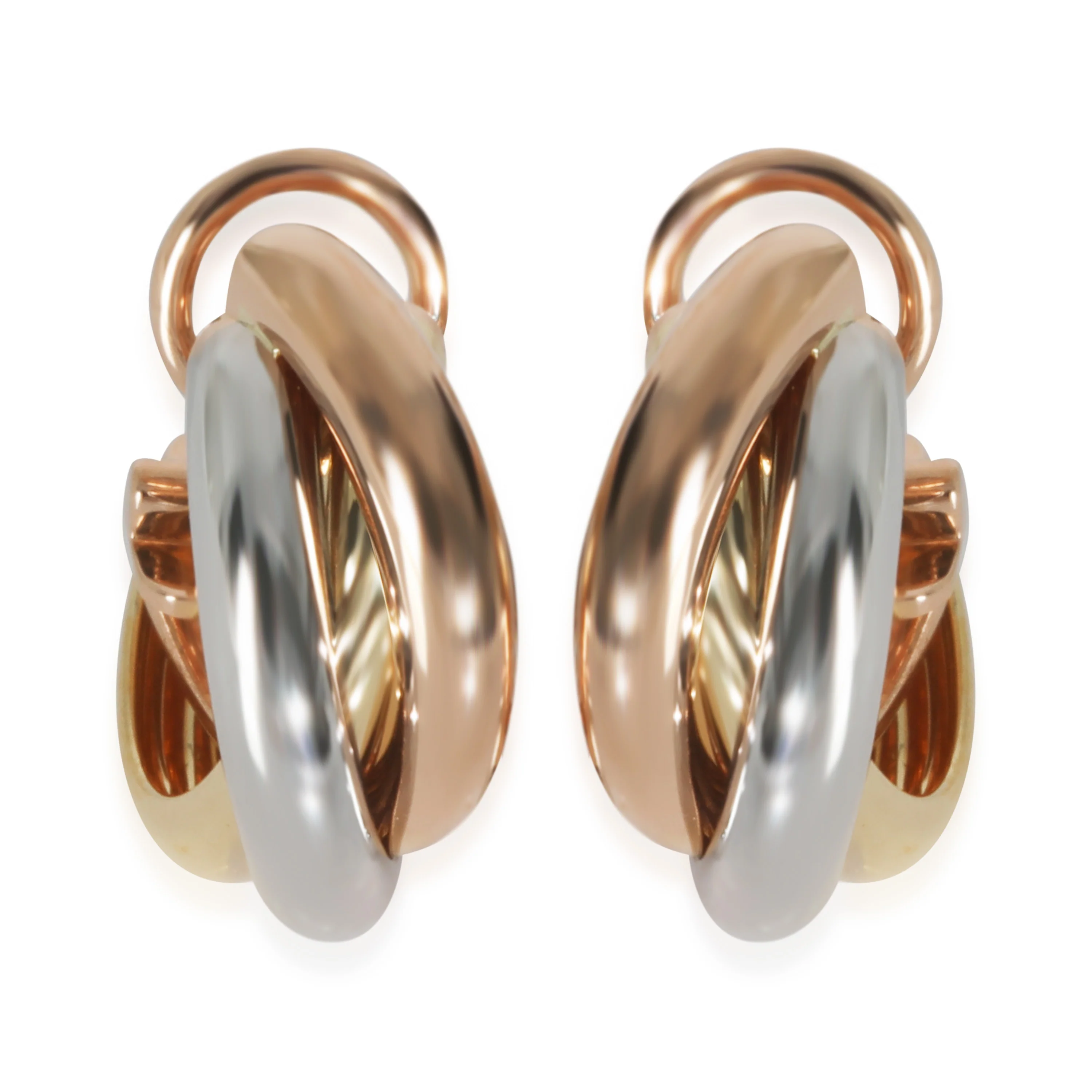3-Tone Gold  Trinity Hoop Earrings
