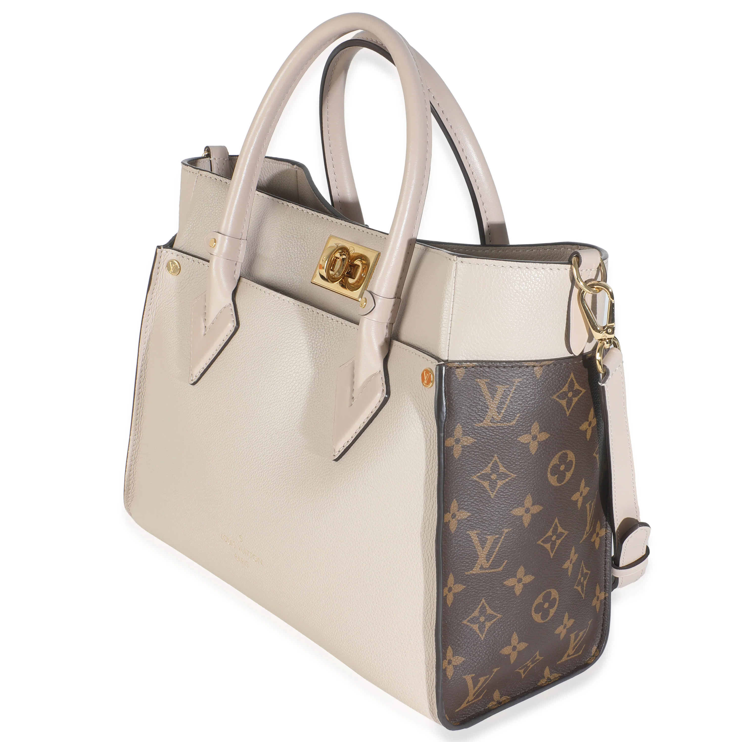 Greige Calfskin Monogram On My Side MM - Image 2