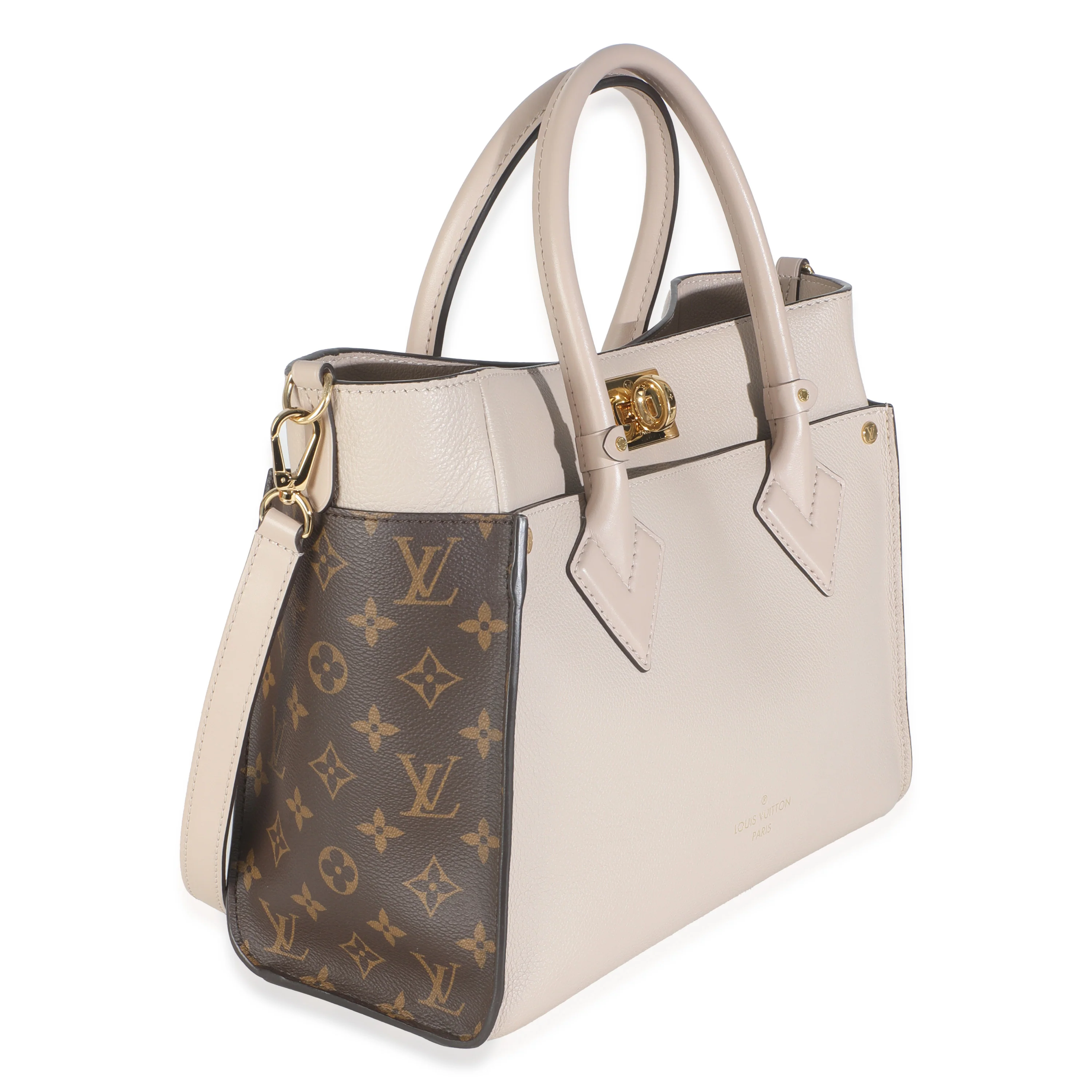 Greige Calfskin Monogram On My Side MM - Image 3