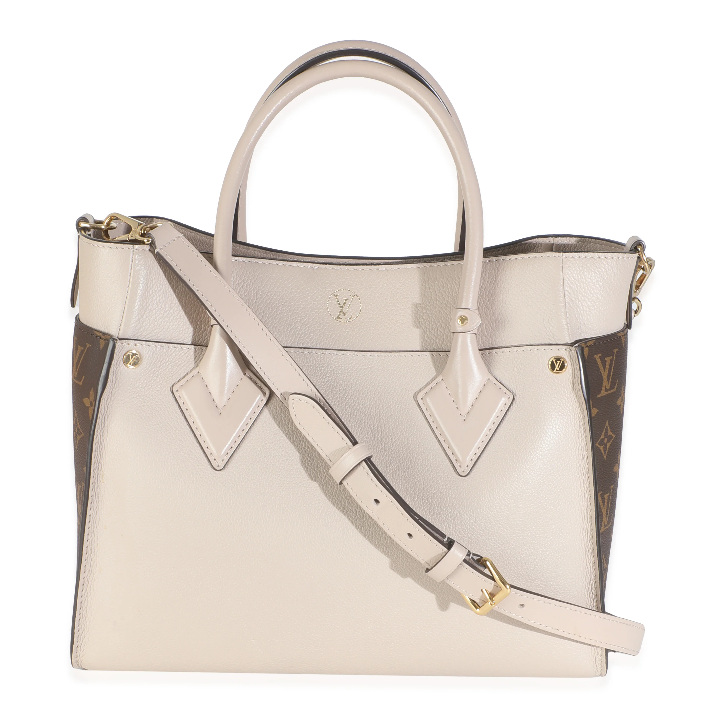 Greige Calfskin Monogram On My Side MM - Image 4