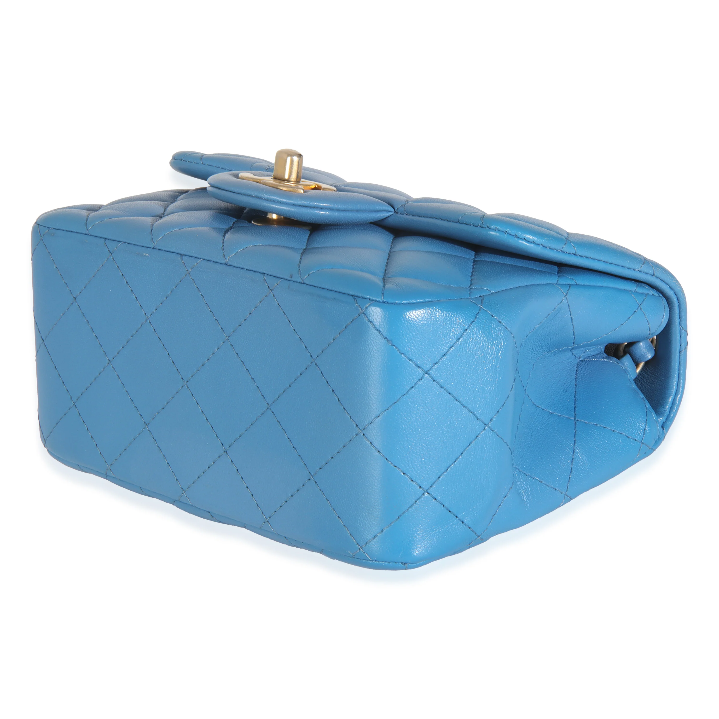Blue Quilted Lambskin Mini Square Flap Bag - Image 5