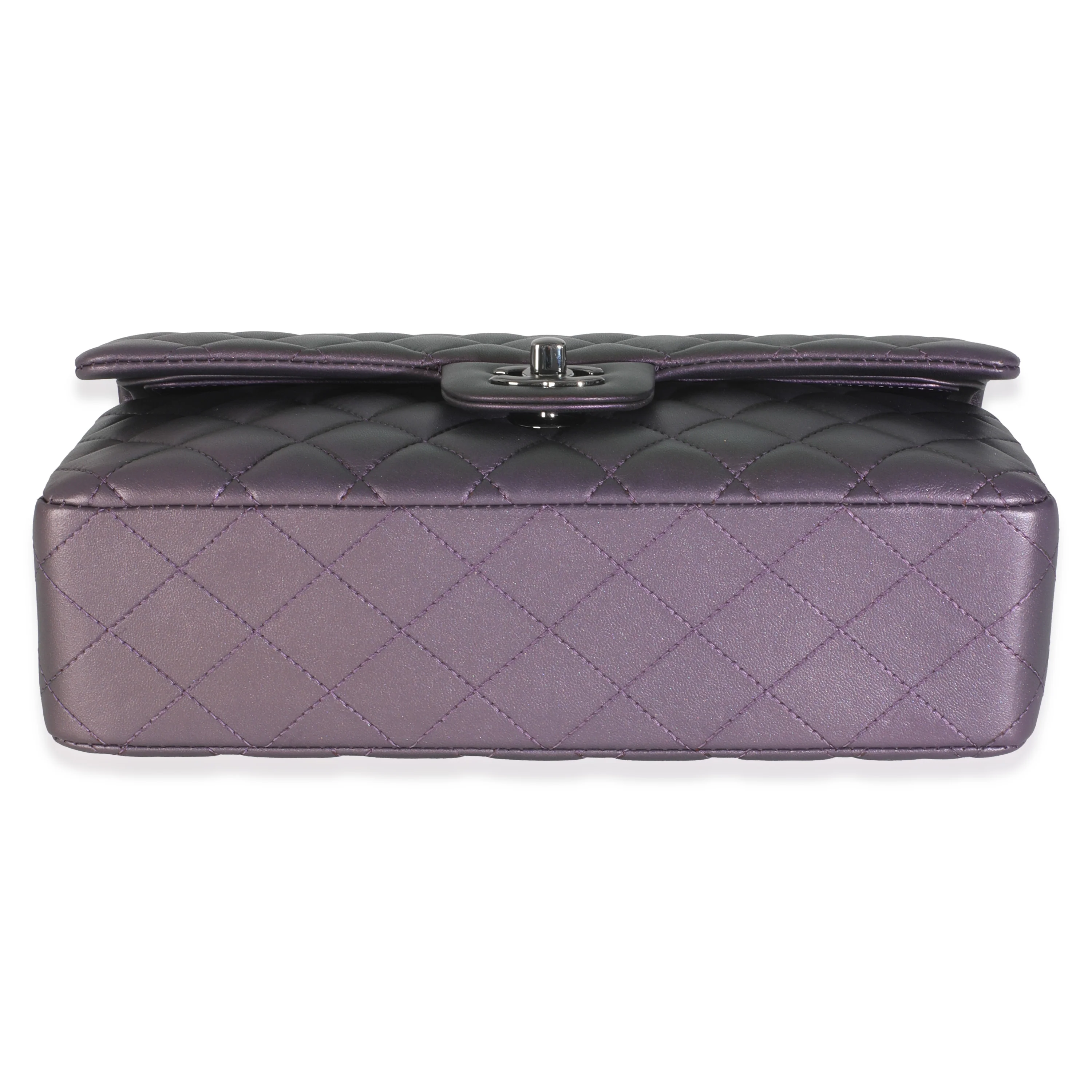 Purple Quilted Iridescent Lambskin Medium Classic Double Flap Bag - Image 5