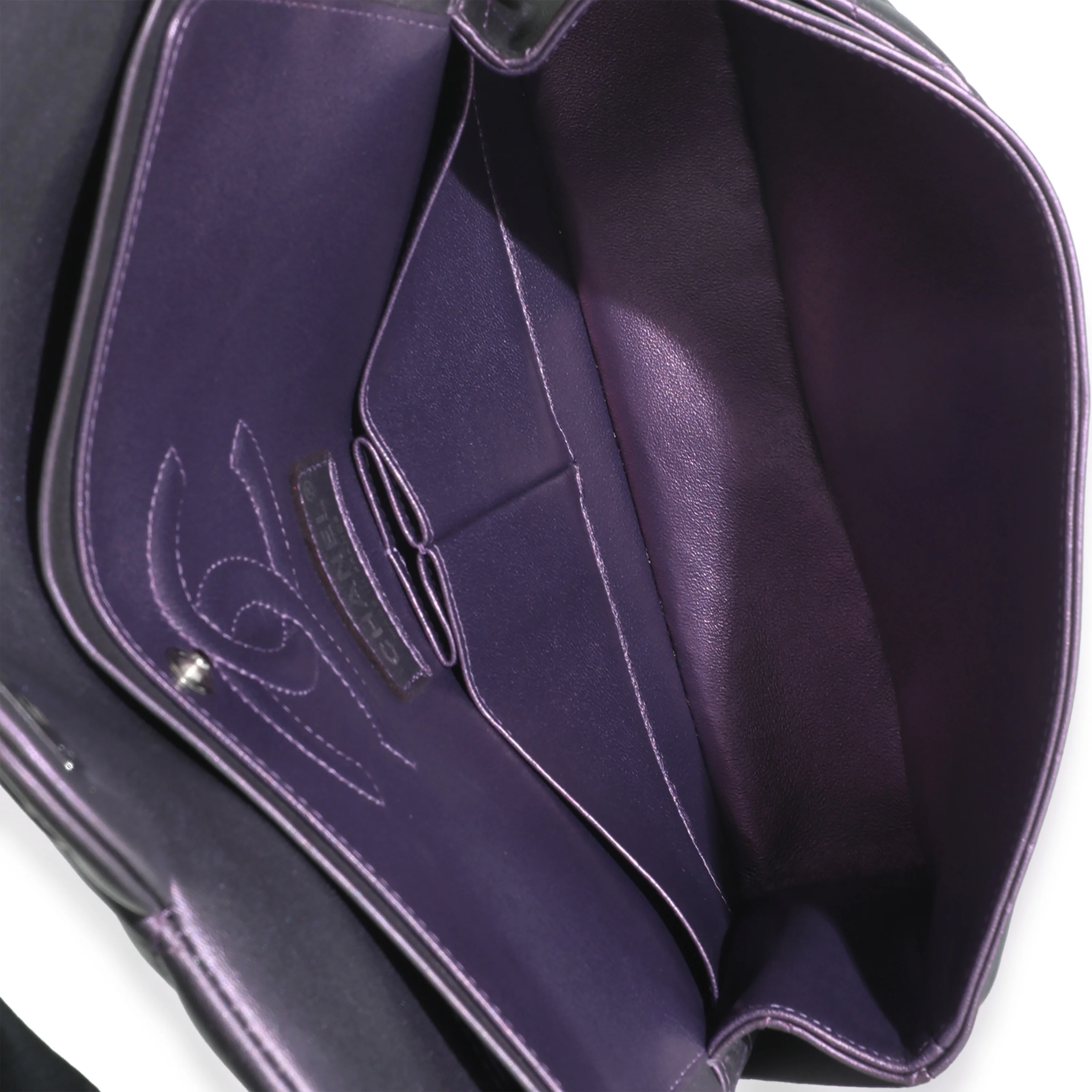 Purple Quilted Iridescent Lambskin Medium Classic Double Flap Bag - Image 9