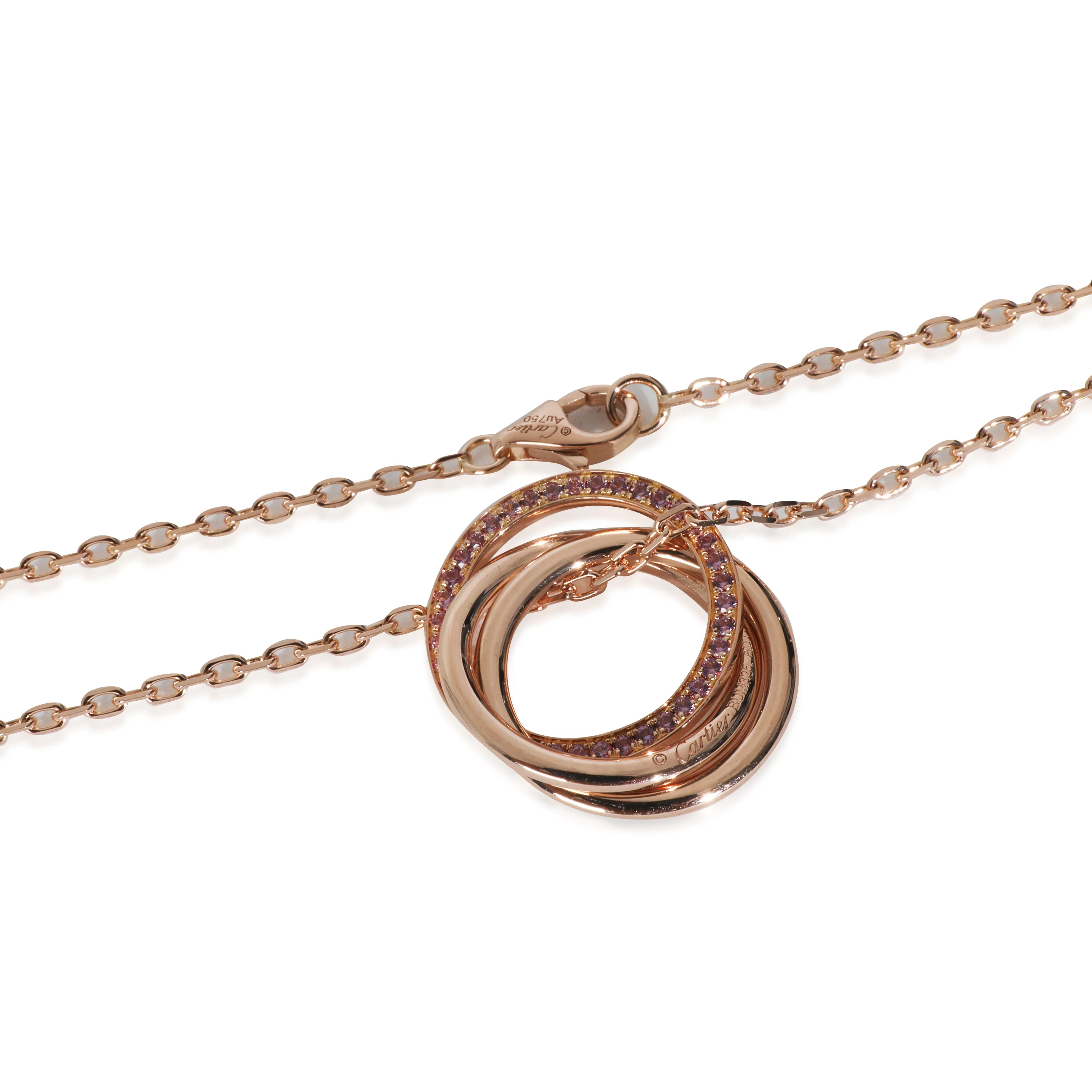 Rose Gold Pink Sapphire Trinity Pendant - Image 3