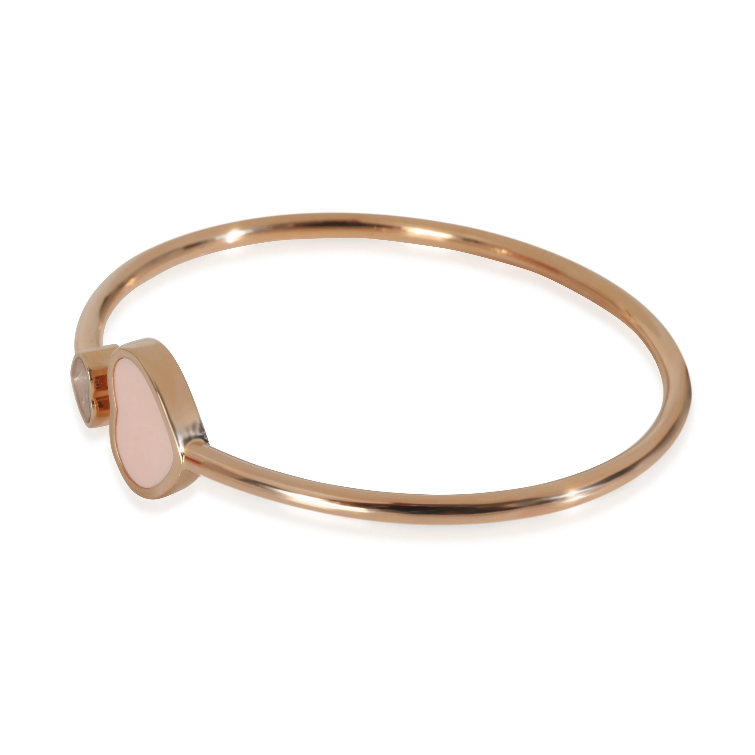 Rose Gold Diamond Happy Heart Bangle Bracelet - Image 2