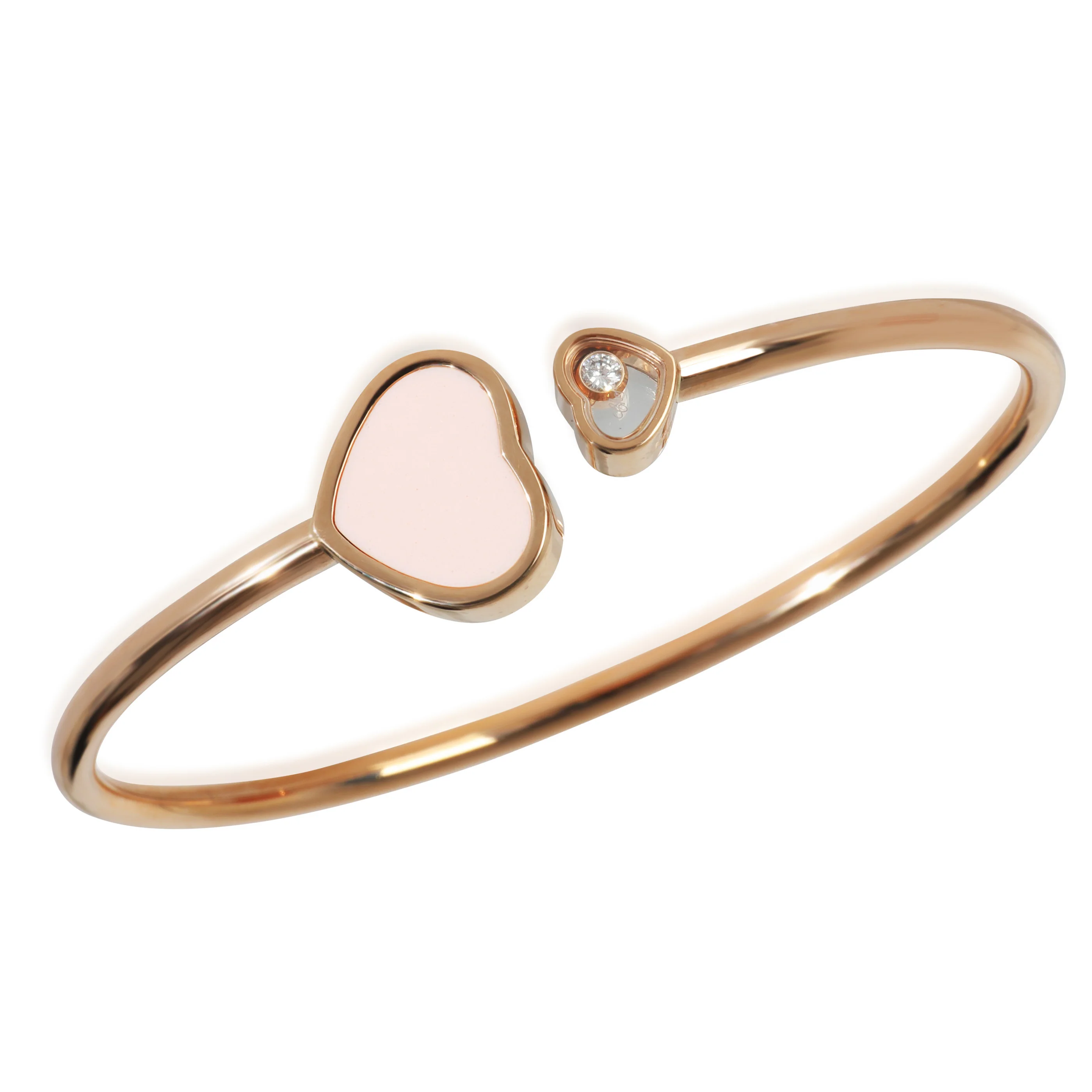 Rose Gold Diamond Happy Heart Bangle Bracelet - Image 3