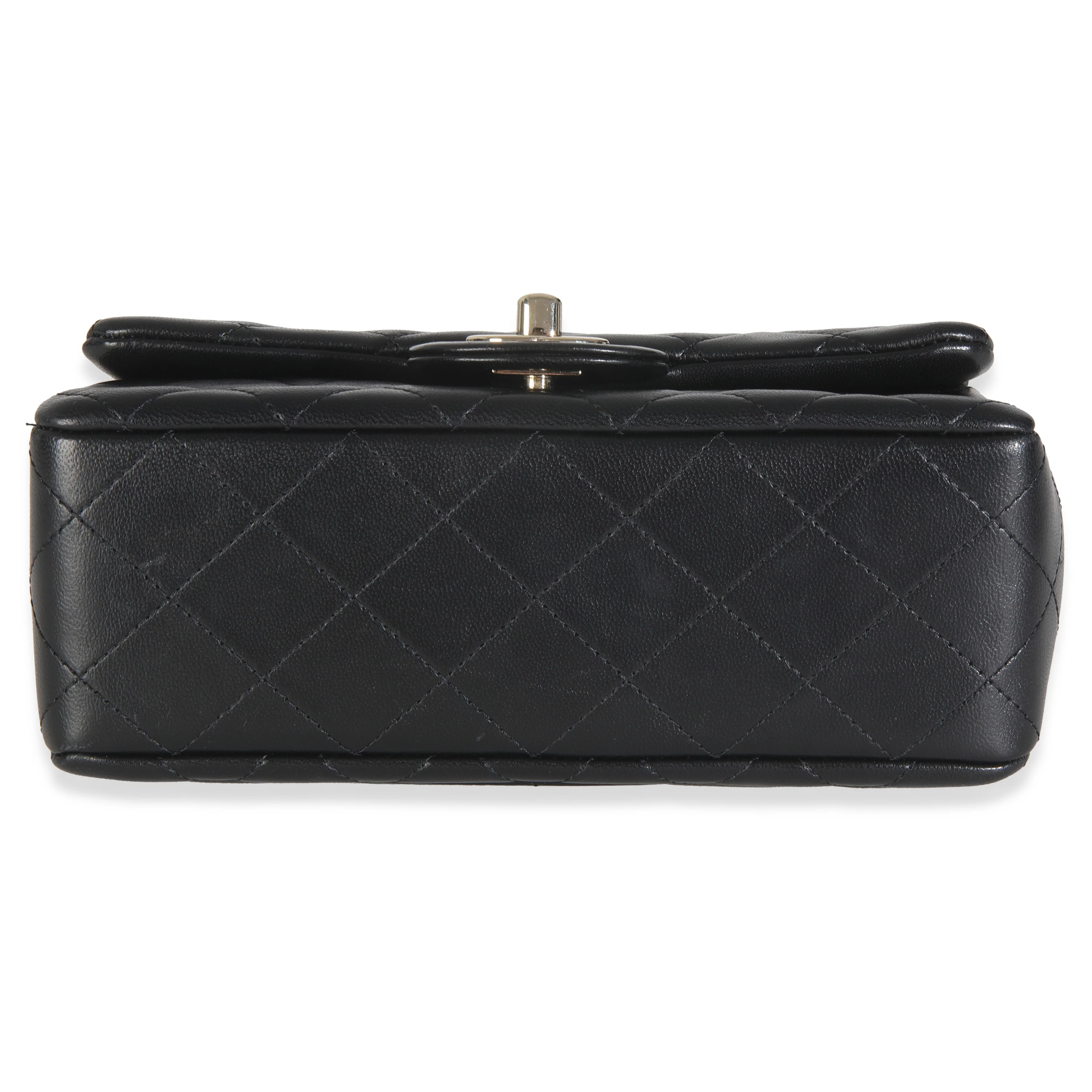 Black Quilted Lambskin Mini Rectangular Flap Bag - Image 5