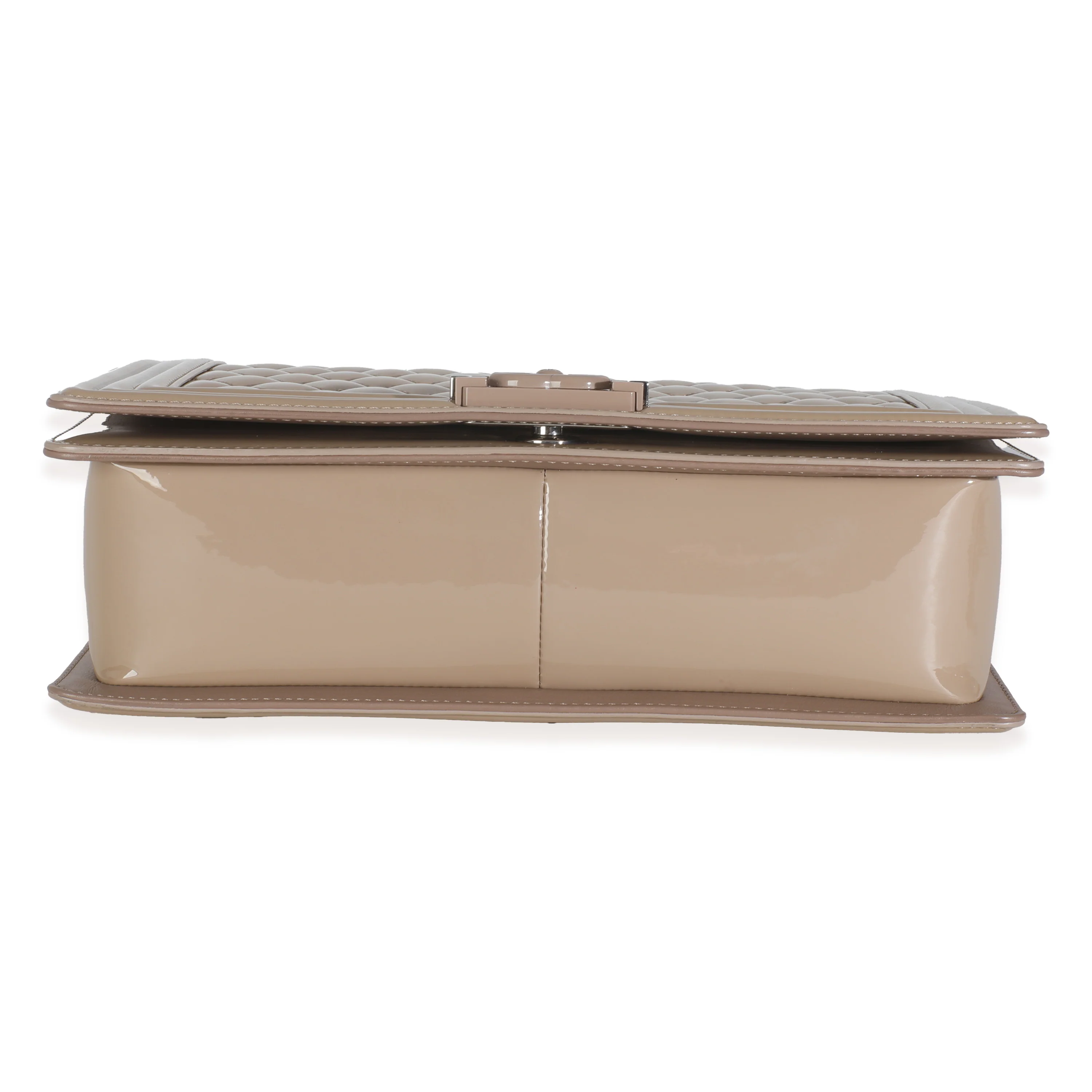 Beige Quilted Patent Plexi New Medium Boy Bag - Image 5