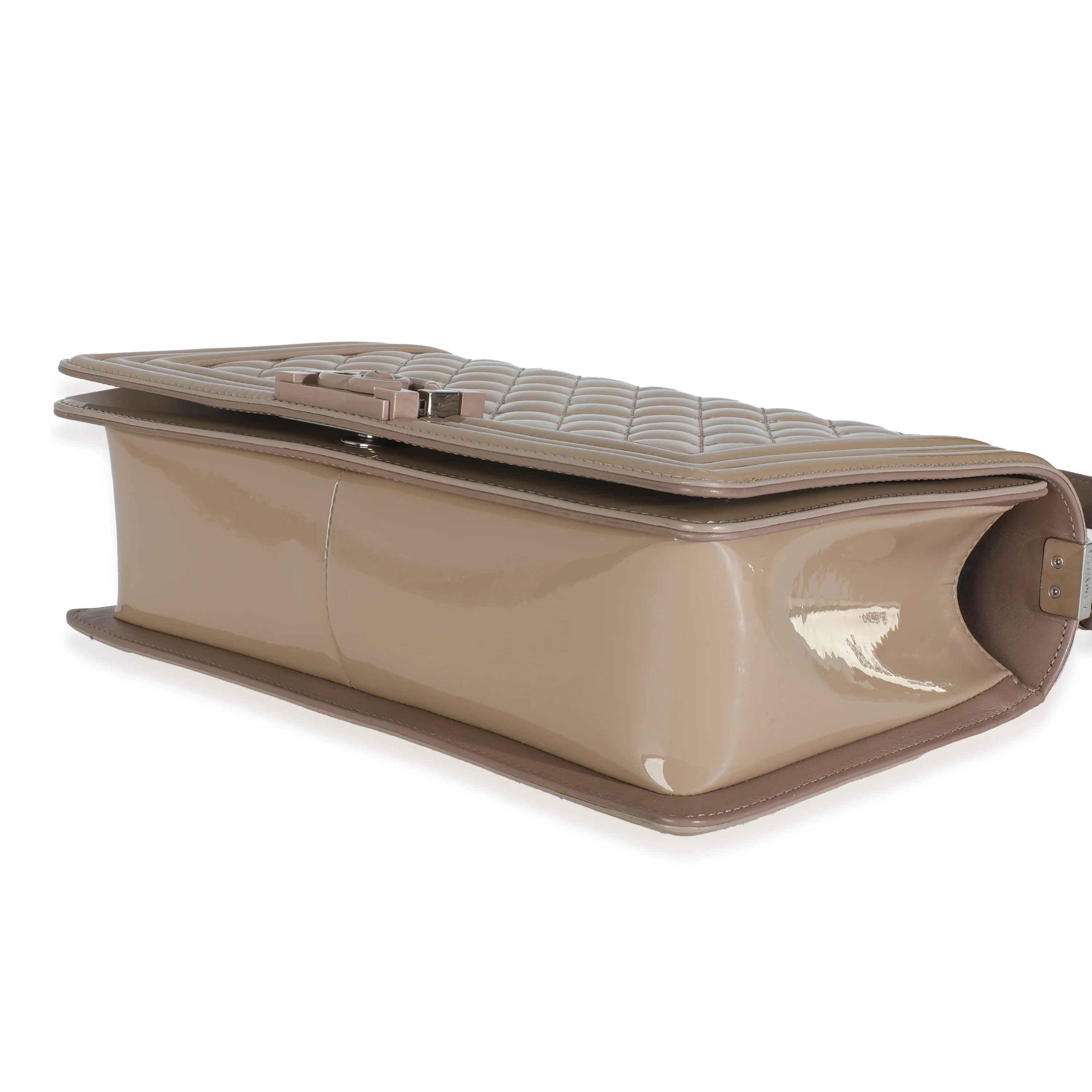 Beige Quilted Patent Plexi New Medium Boy Bag - Image 7