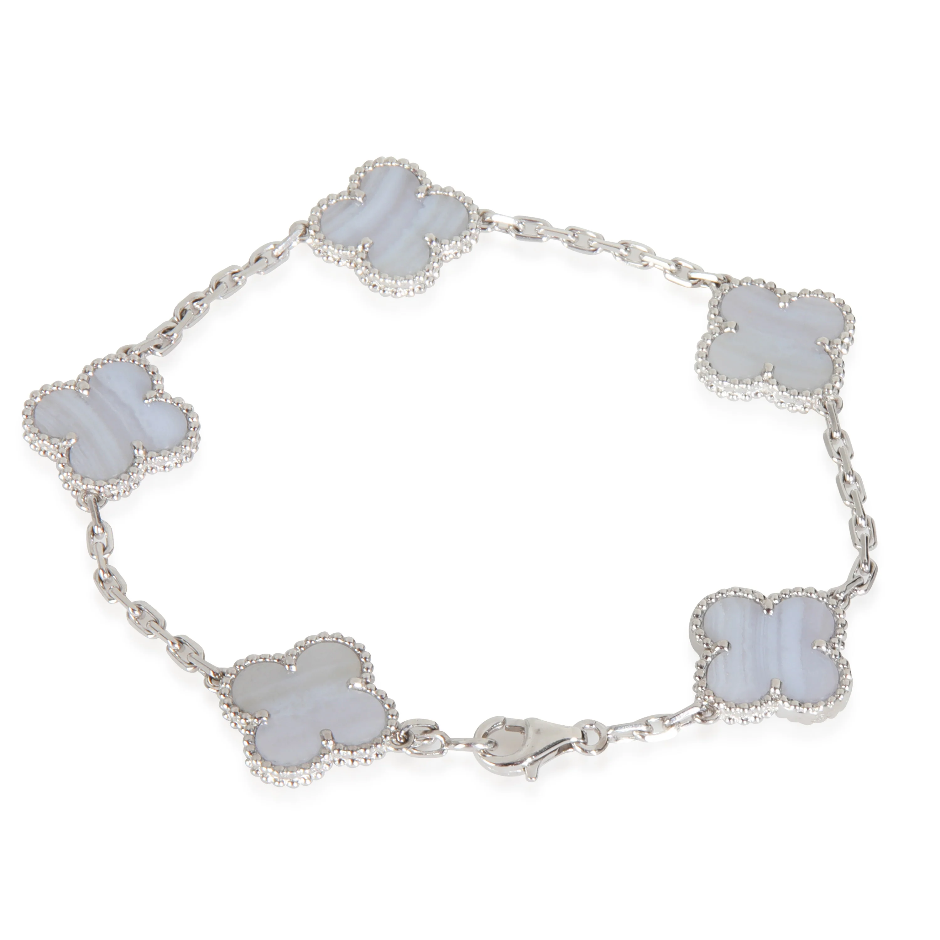 White Gold Chalcedony Vintage Alhambra Bracelet - Image 3