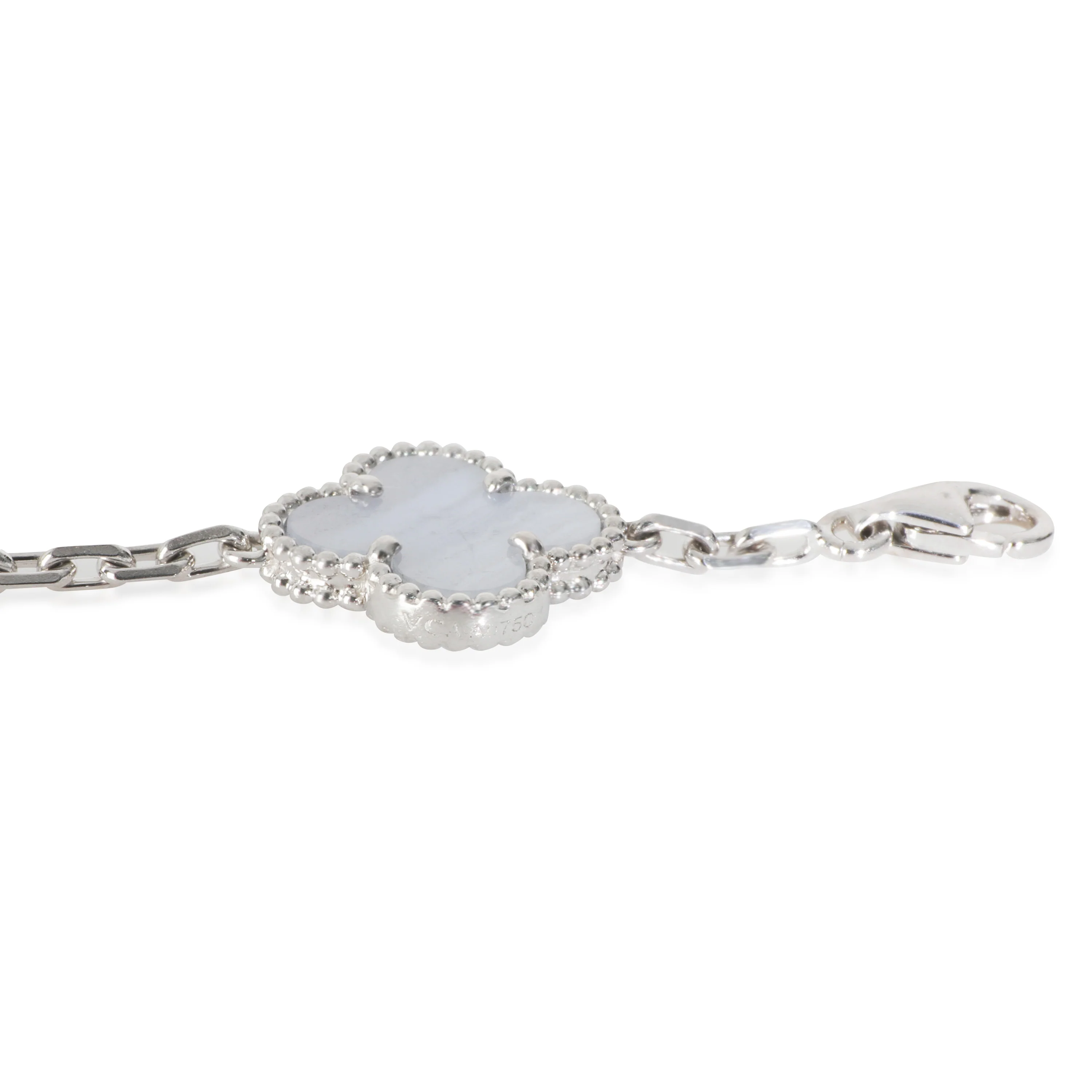 White Gold Chalcedony Vintage Alhambra Bracelet - Image 4