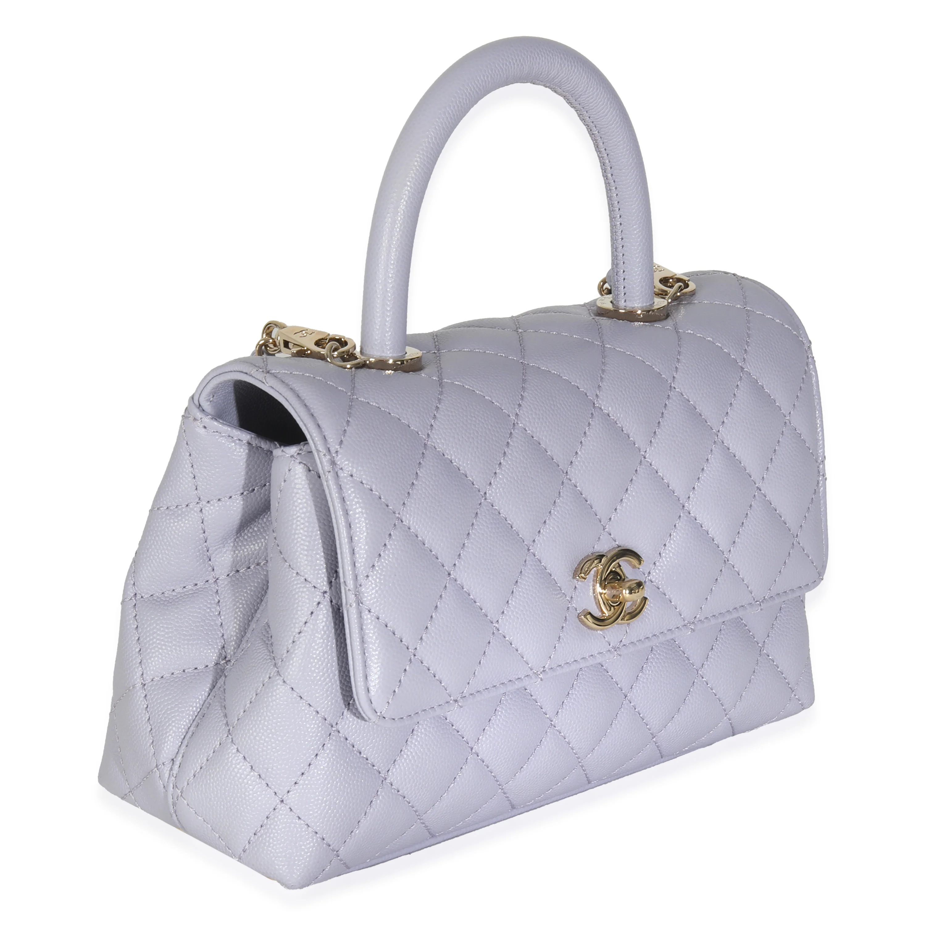 21K Purple Quilted Caviar Mini Coco Handle Flap Handbag - Image 2