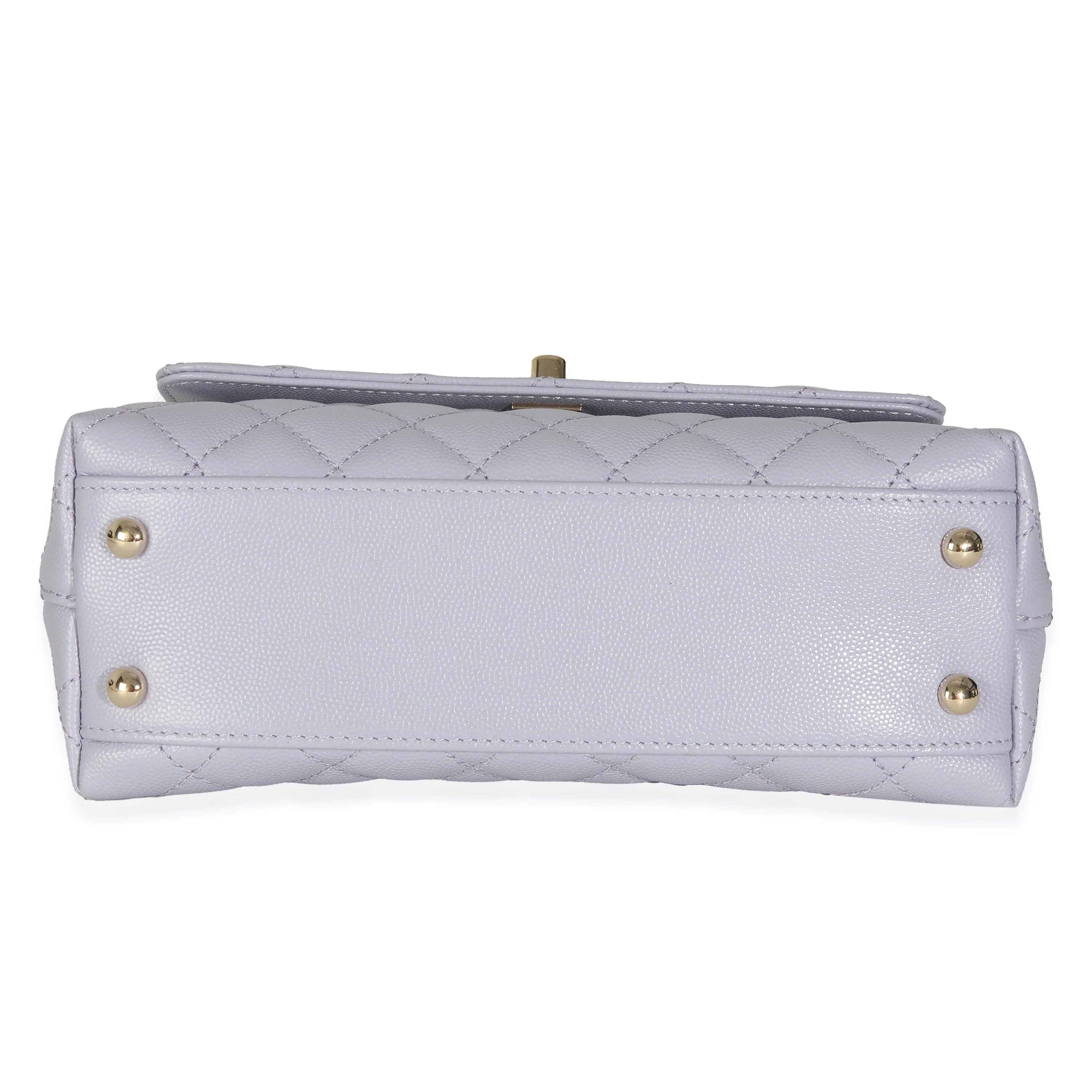 21K Purple Quilted Caviar Mini Coco Handle Flap Handbag - Image 4