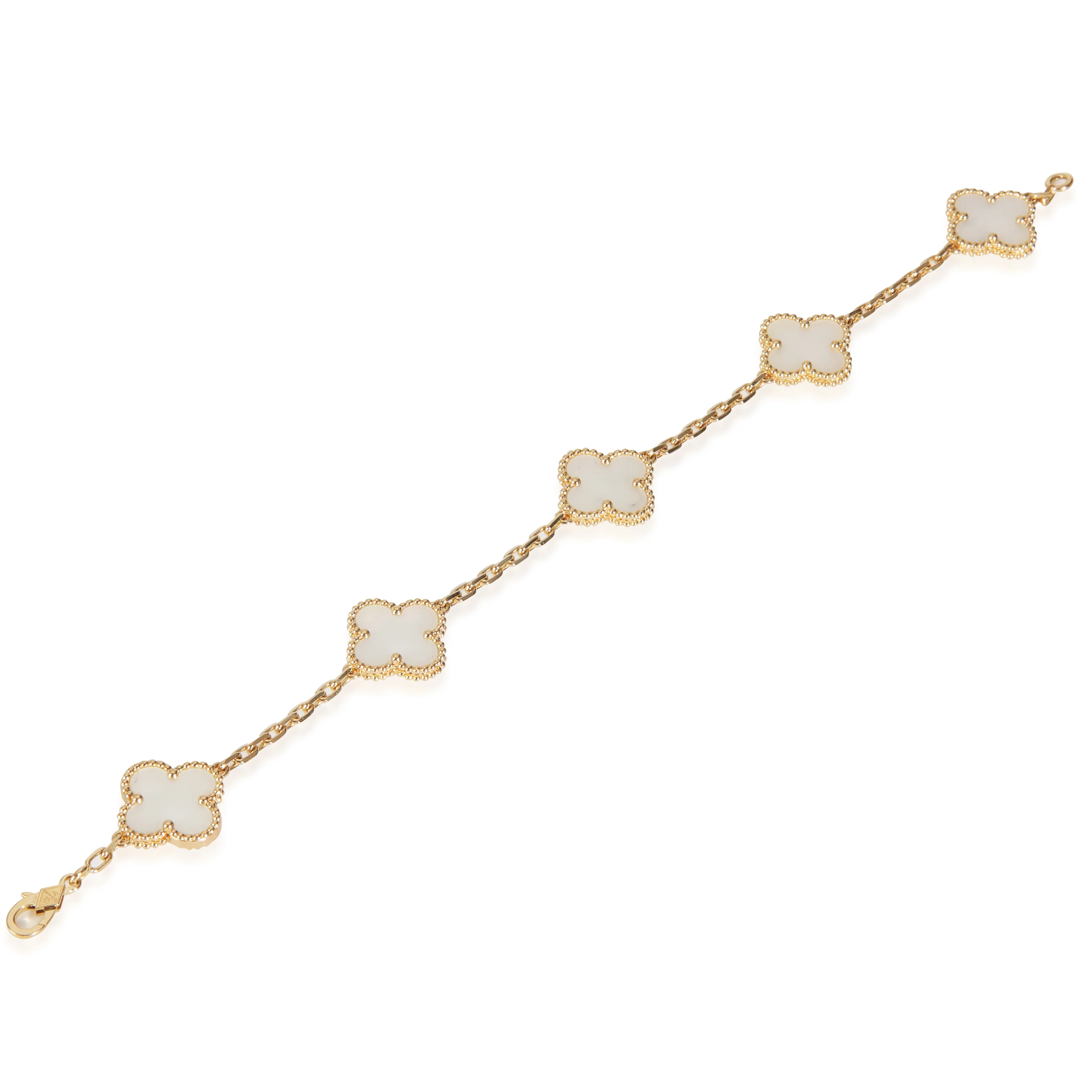 Yellow Gold Mother Of Pearl Vintage Alhambra Bracelet - Image 2
