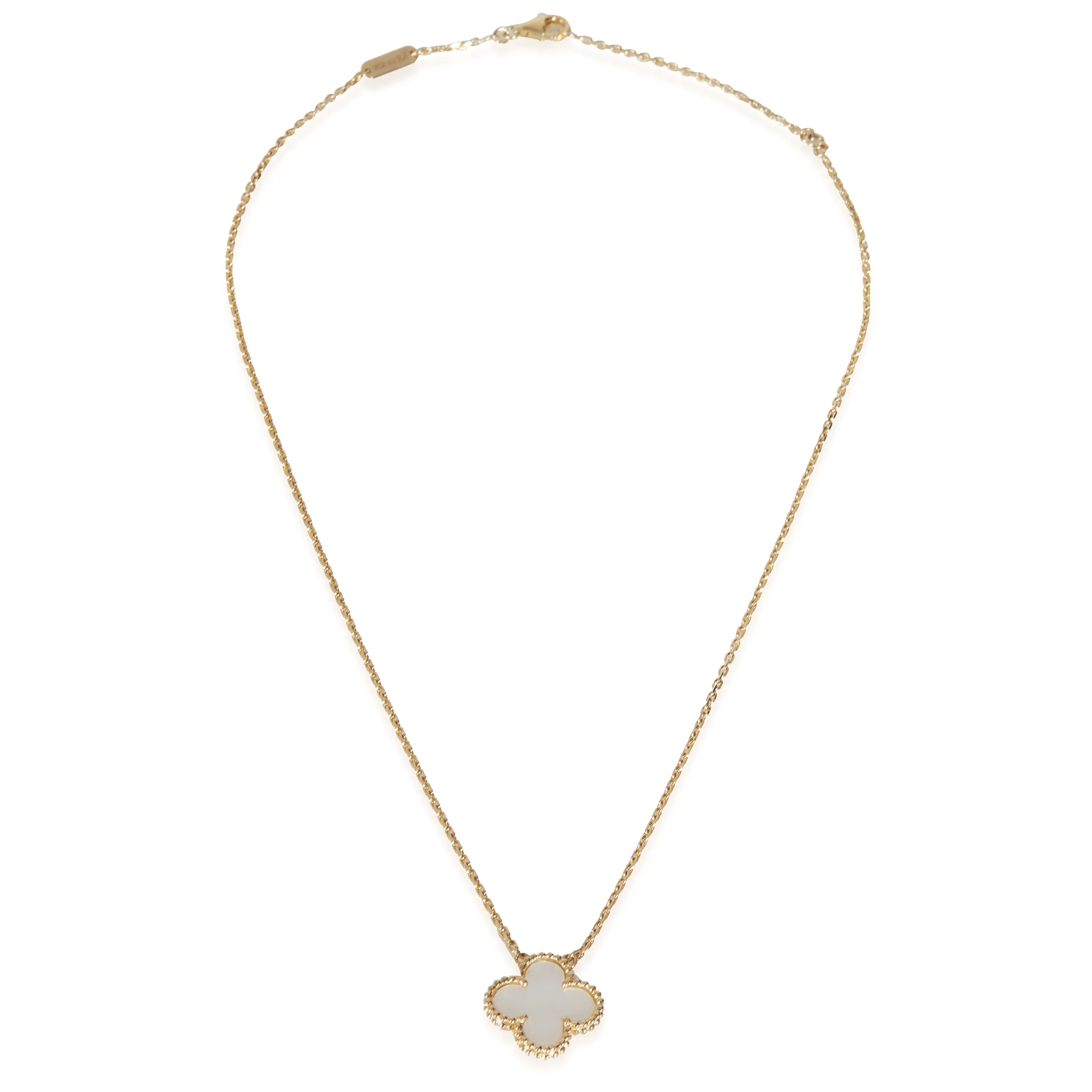 Yellow Gold Mother Of Pearl Vintage Alhambra Pendant - Image 2