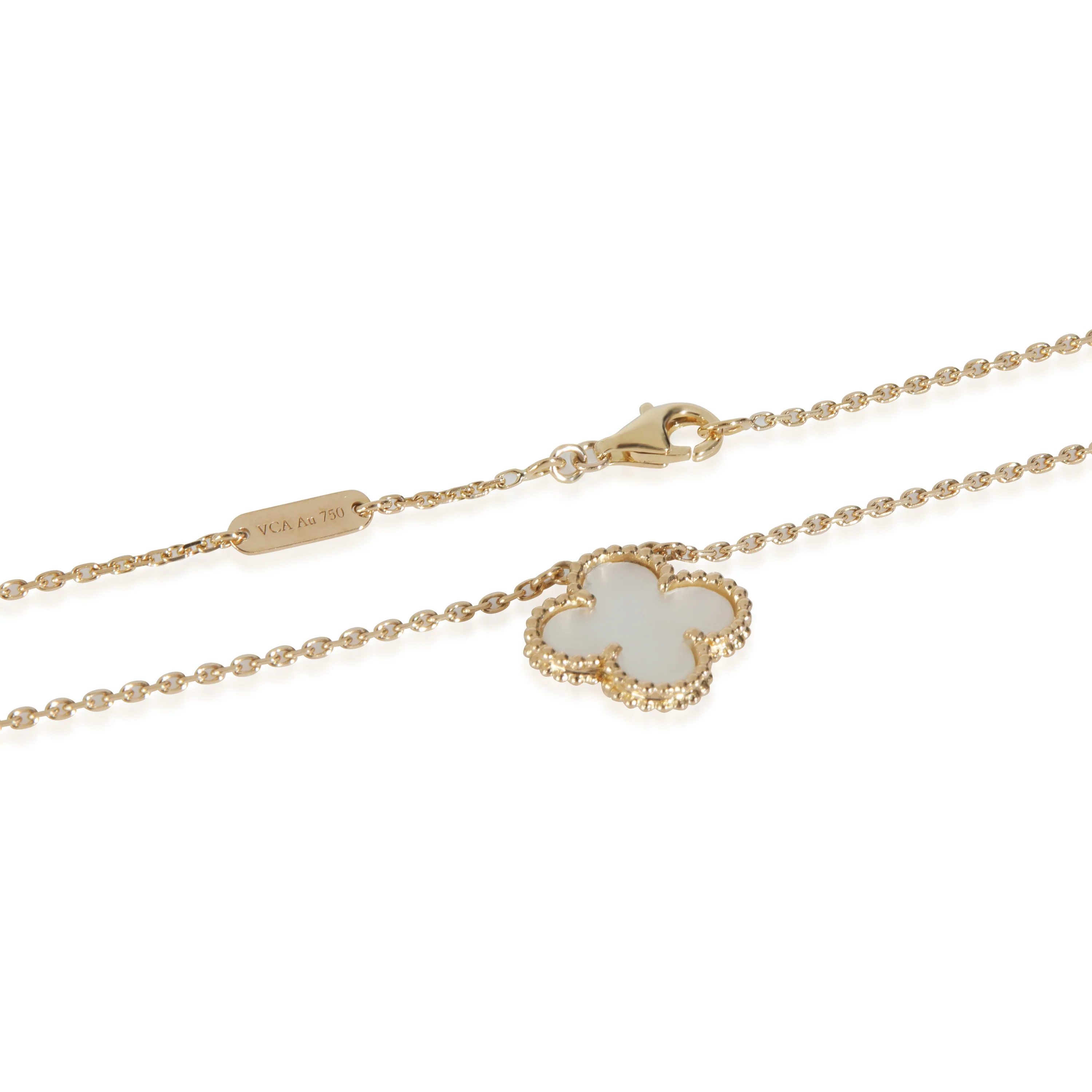 Yellow Gold Mother Of Pearl Vintage Alhambra Pendant - Image 3