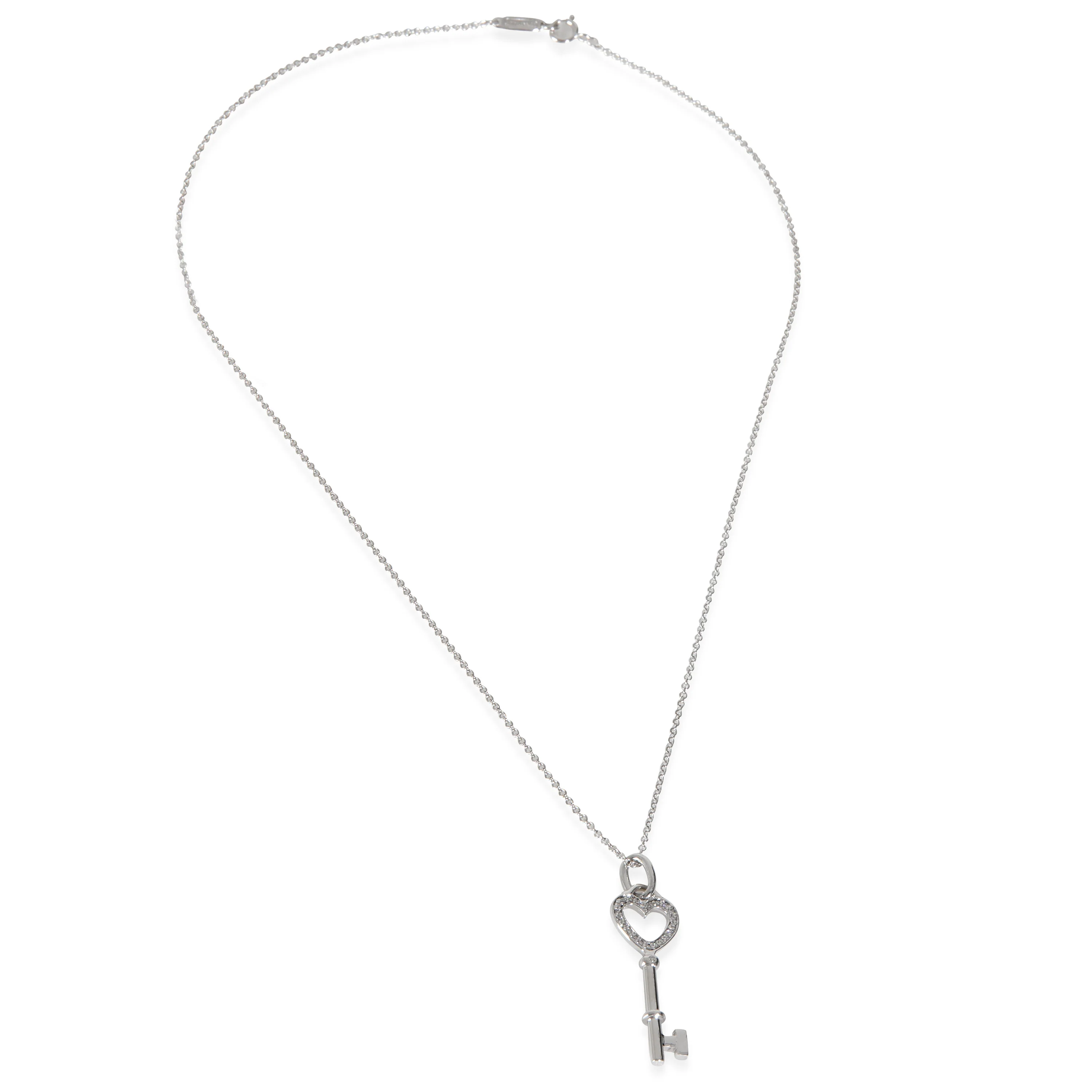 White Gold Diamond Heart Key Pendant - Image 2