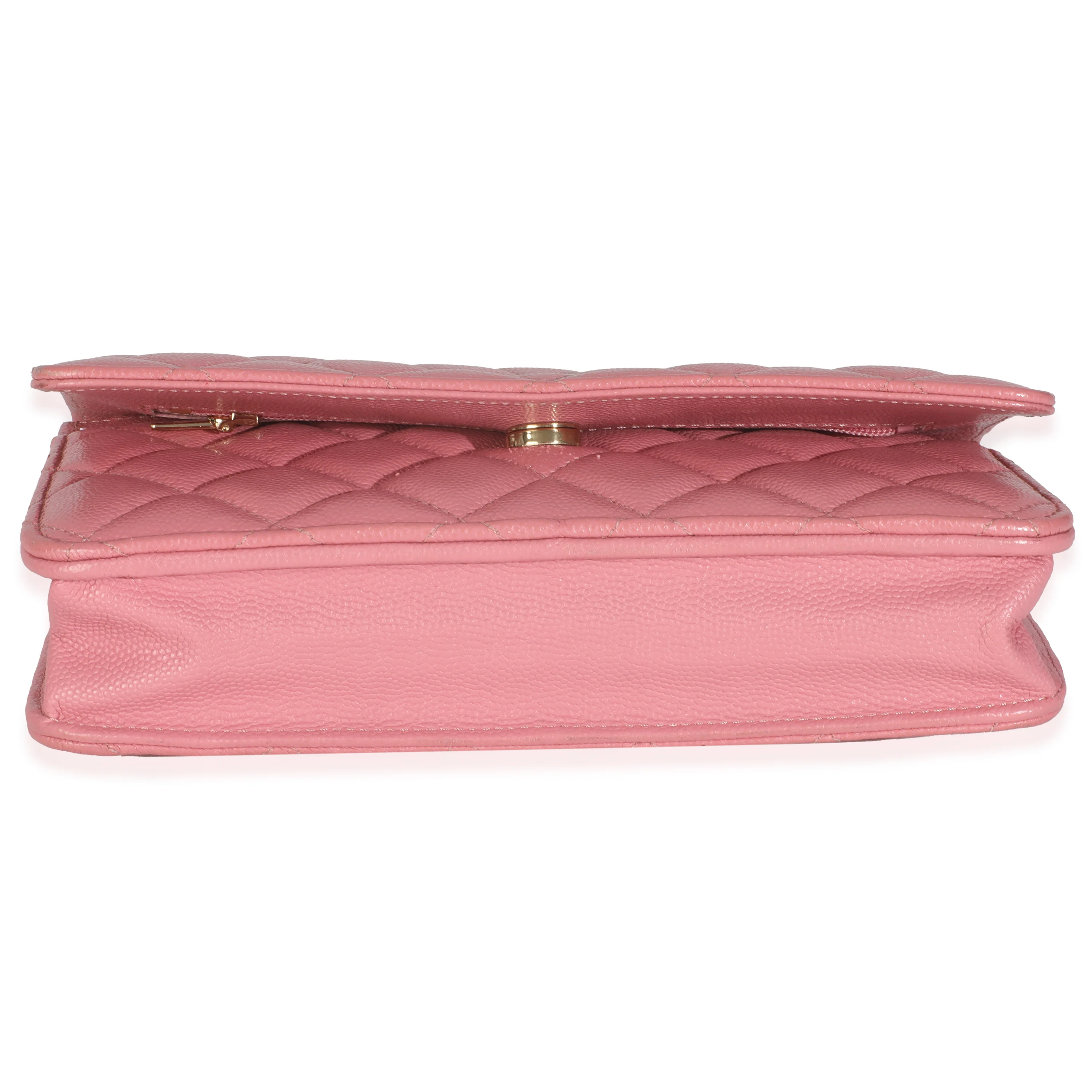 Pink Quilted Caviar Classic Wallet On Chain - Image 5